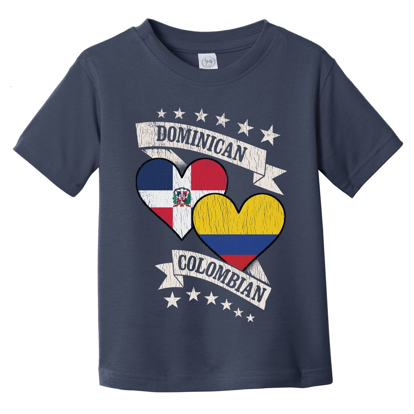 Dominican Colombian Heart Flags Dominican Republic Colombia Infant Toddler T-Shirt