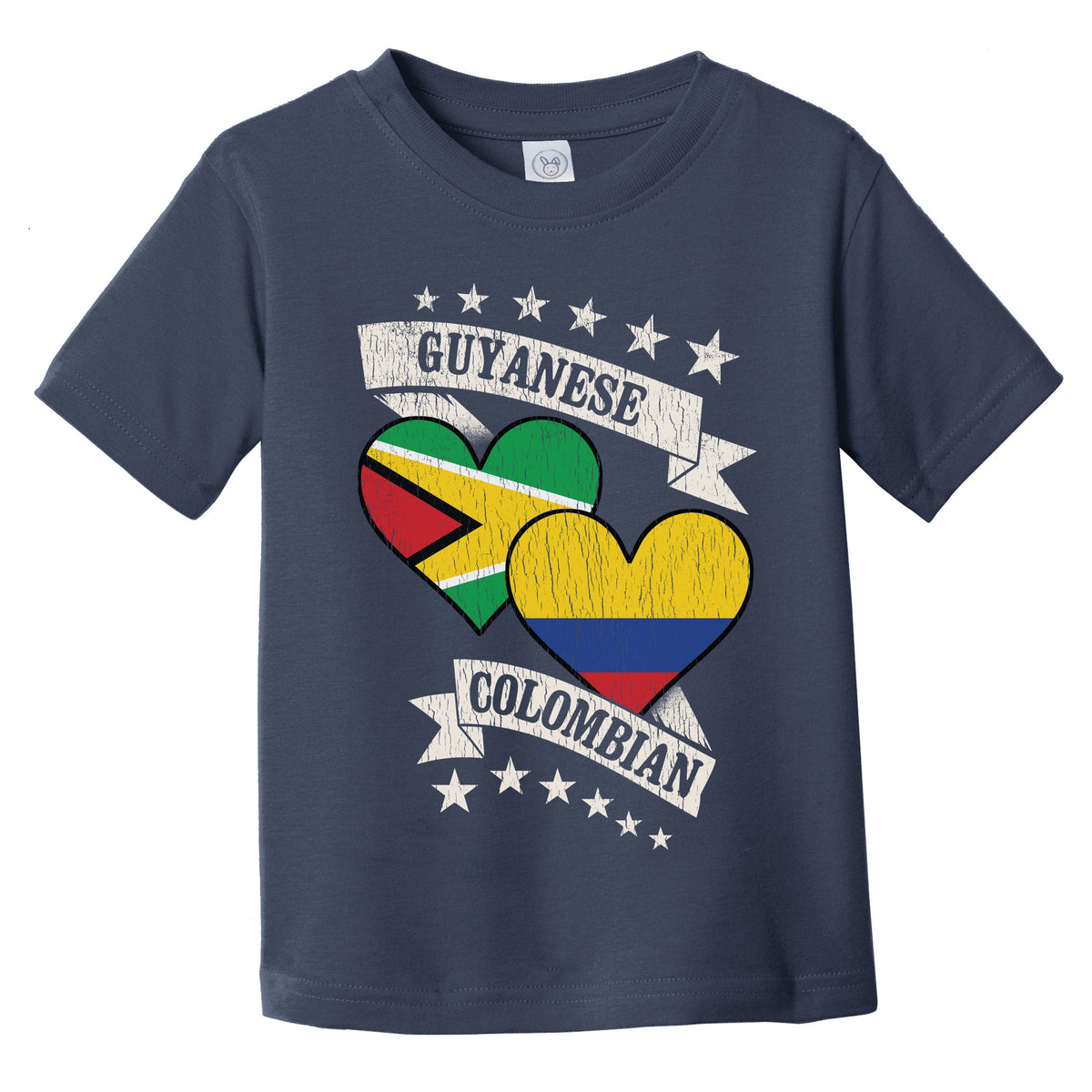 Guyanese Colombian Heart Flags Guyana Colombia Infant Toddler T-Shirt
