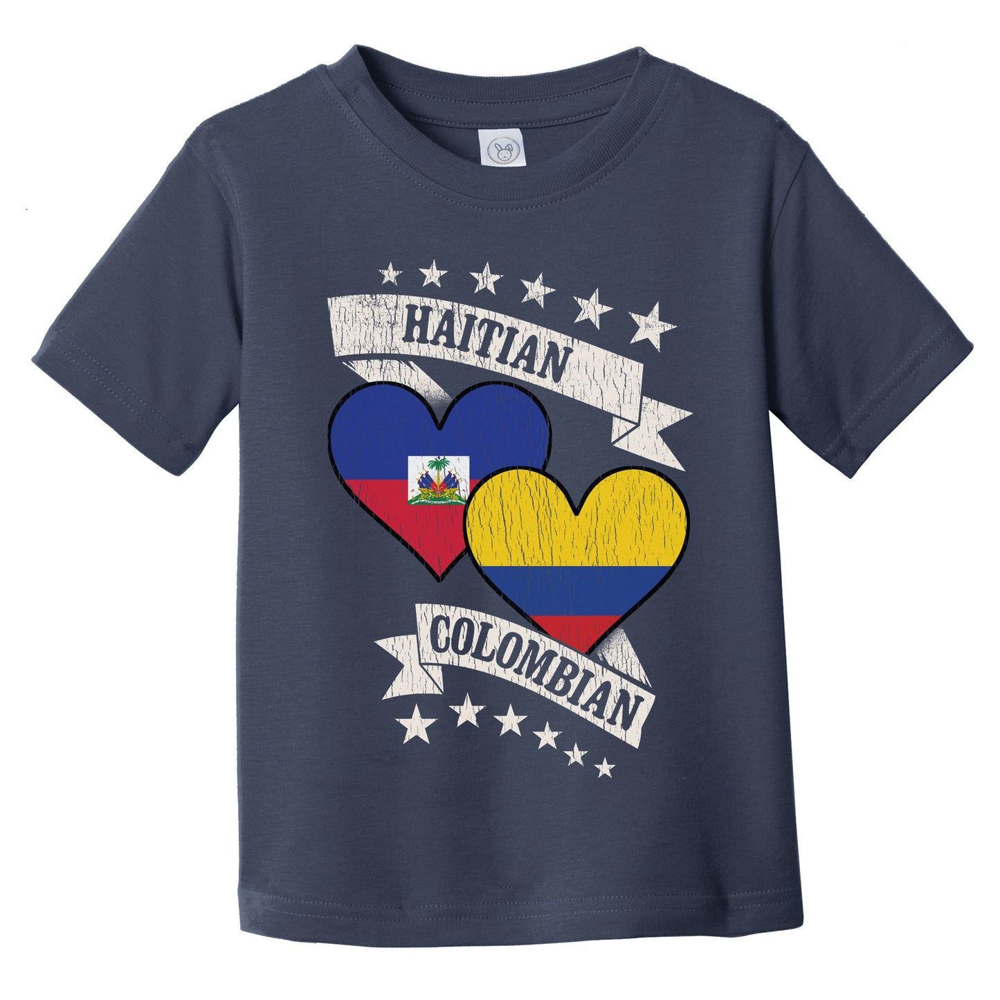 Haitian Colombian Heart Flags Haiti Colombia Infant Toddler T-Shirt