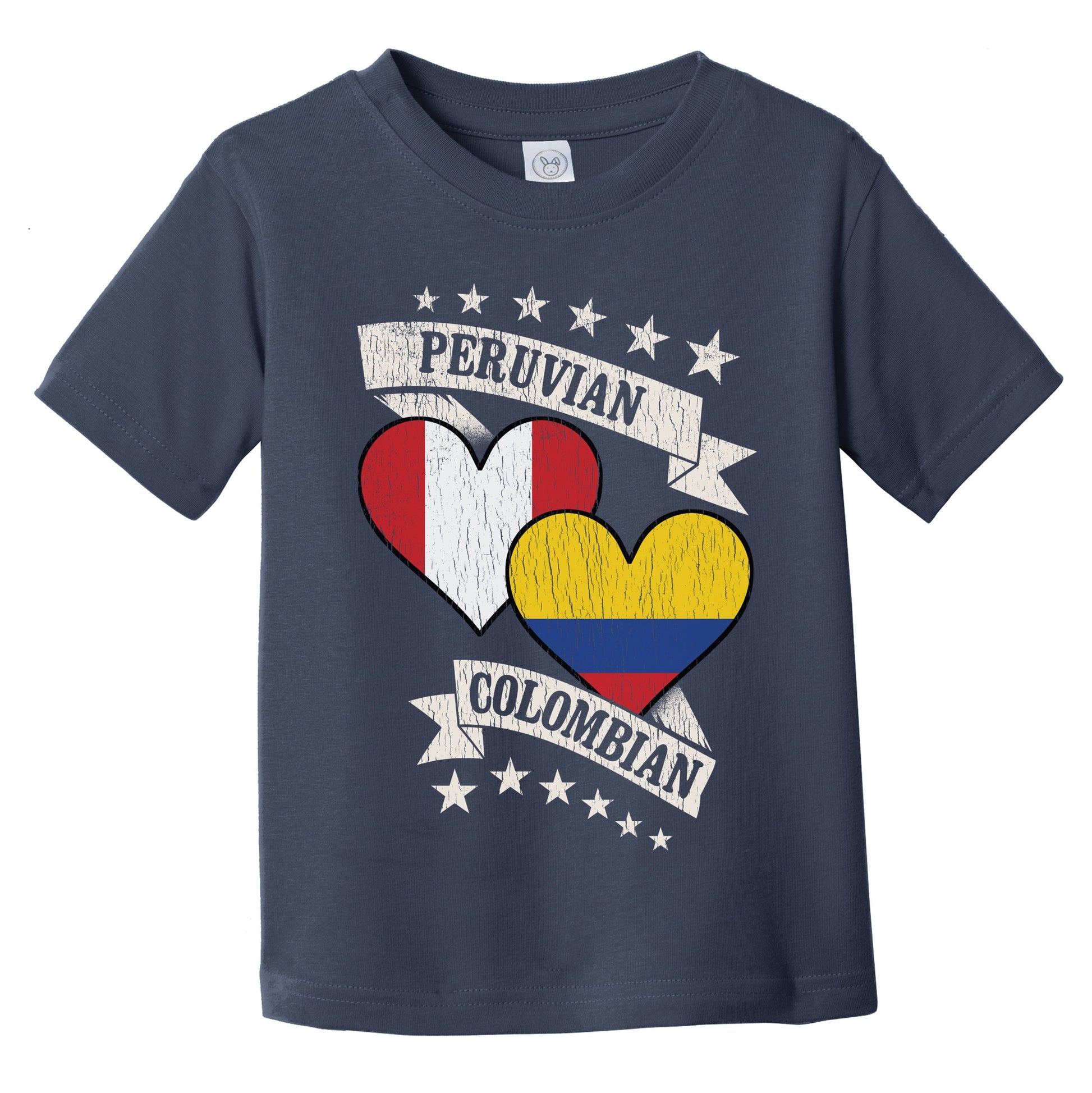 Peruvian Colombian Heart Flags Peru Colombia Infant Toddler T-Shirt