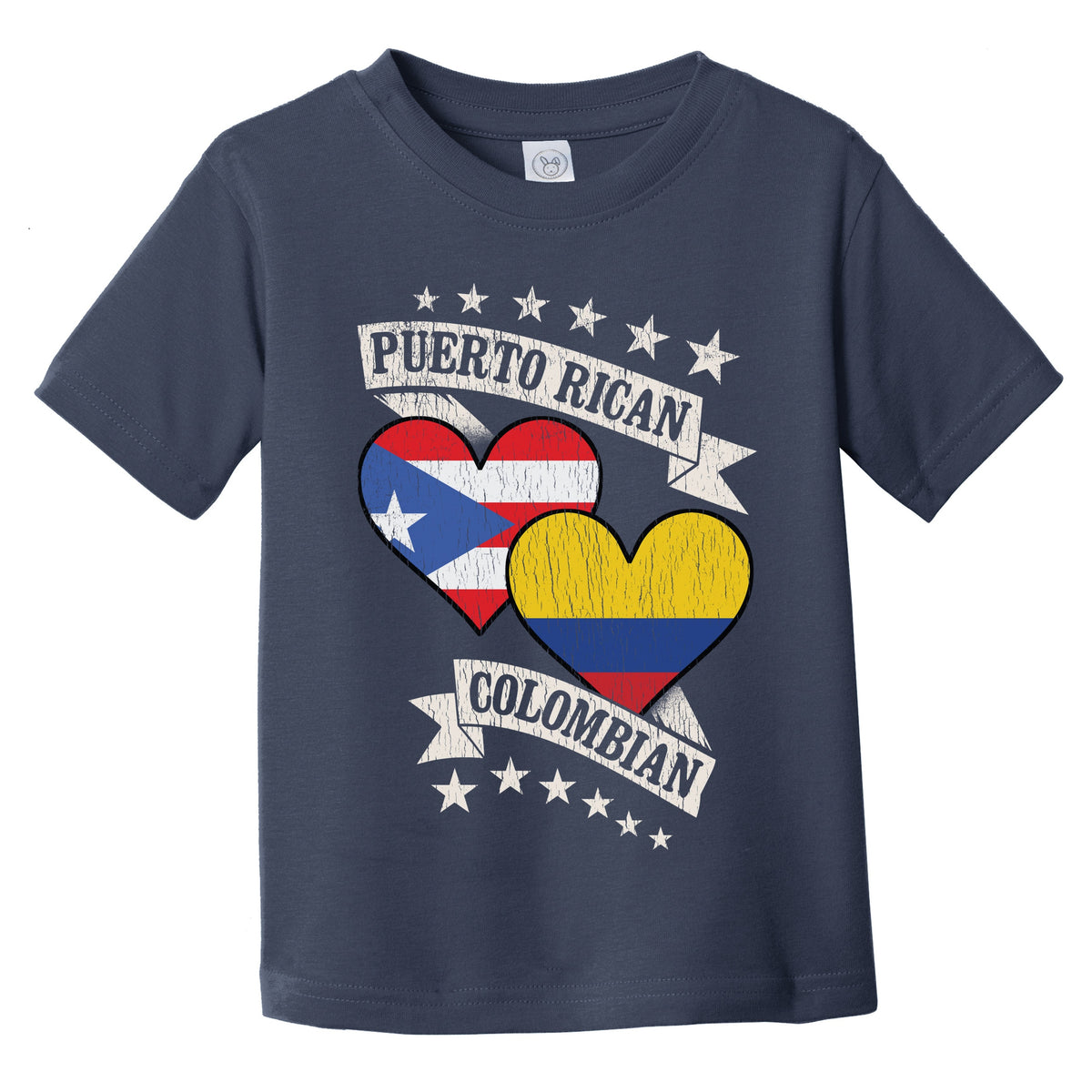 Puerto Rican Colombian Heart Flags Puerto Rico Colombia Infant Toddler T-Shirt