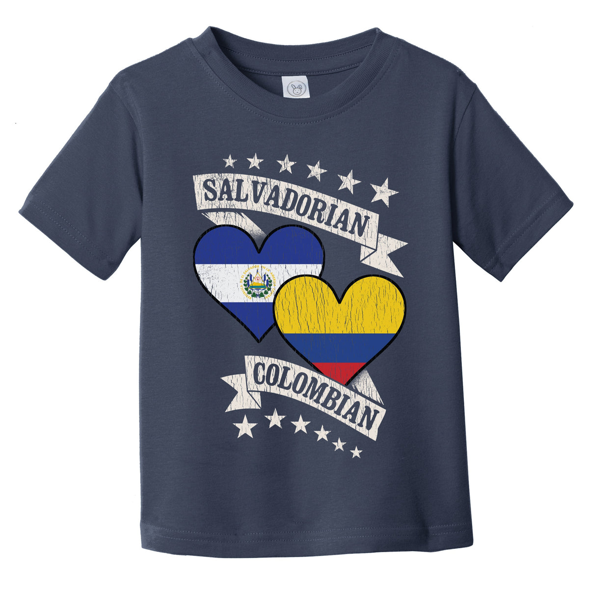 Salvadorian Colombian Heart Flags El Salvador Colombia Infant Toddler T-Shirt