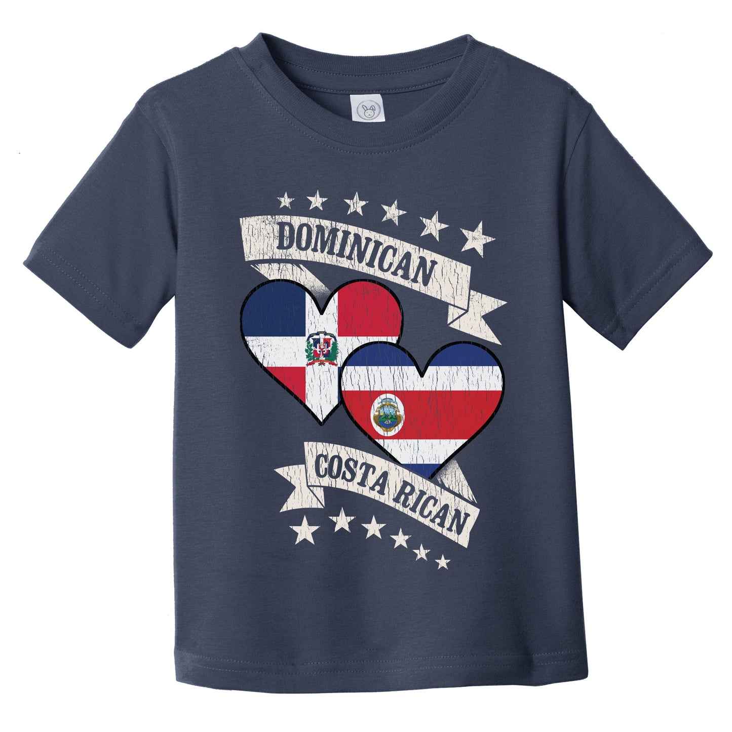 Dominican Costa Rican Heart Flags Dominican Republic Costa Rica Infant Toddler T-Shirt
