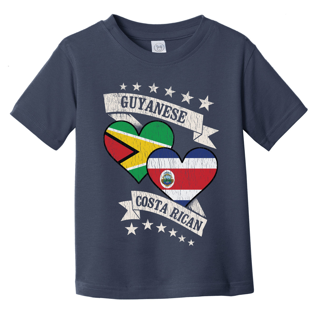 Guyanese Costa Rican Heart Flags Guyana Costa Rica Infant Toddler T-Shirt
