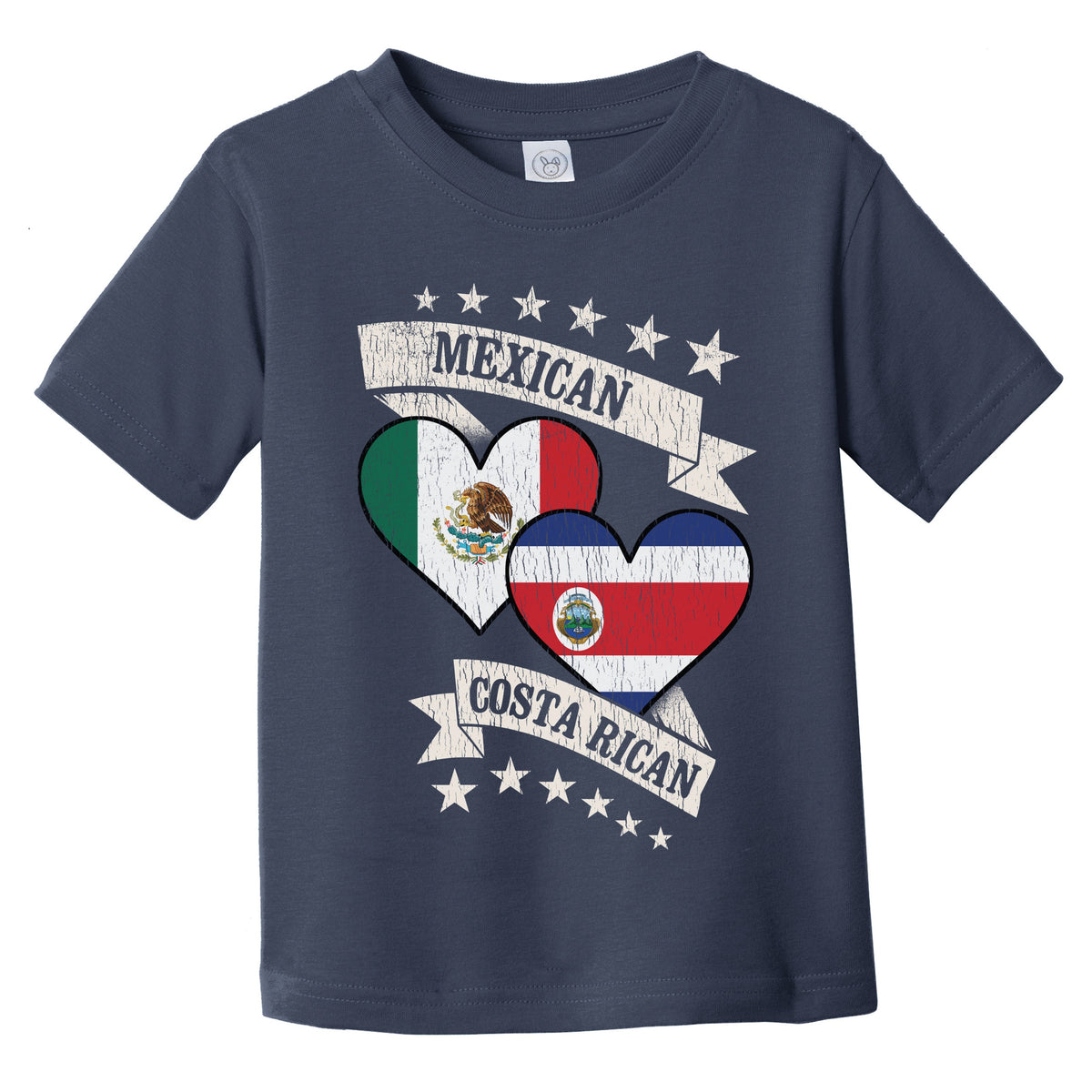 Mexican Costa Rican Heart Flags Mexico Costa Rica Infant Toddler T-Shirt