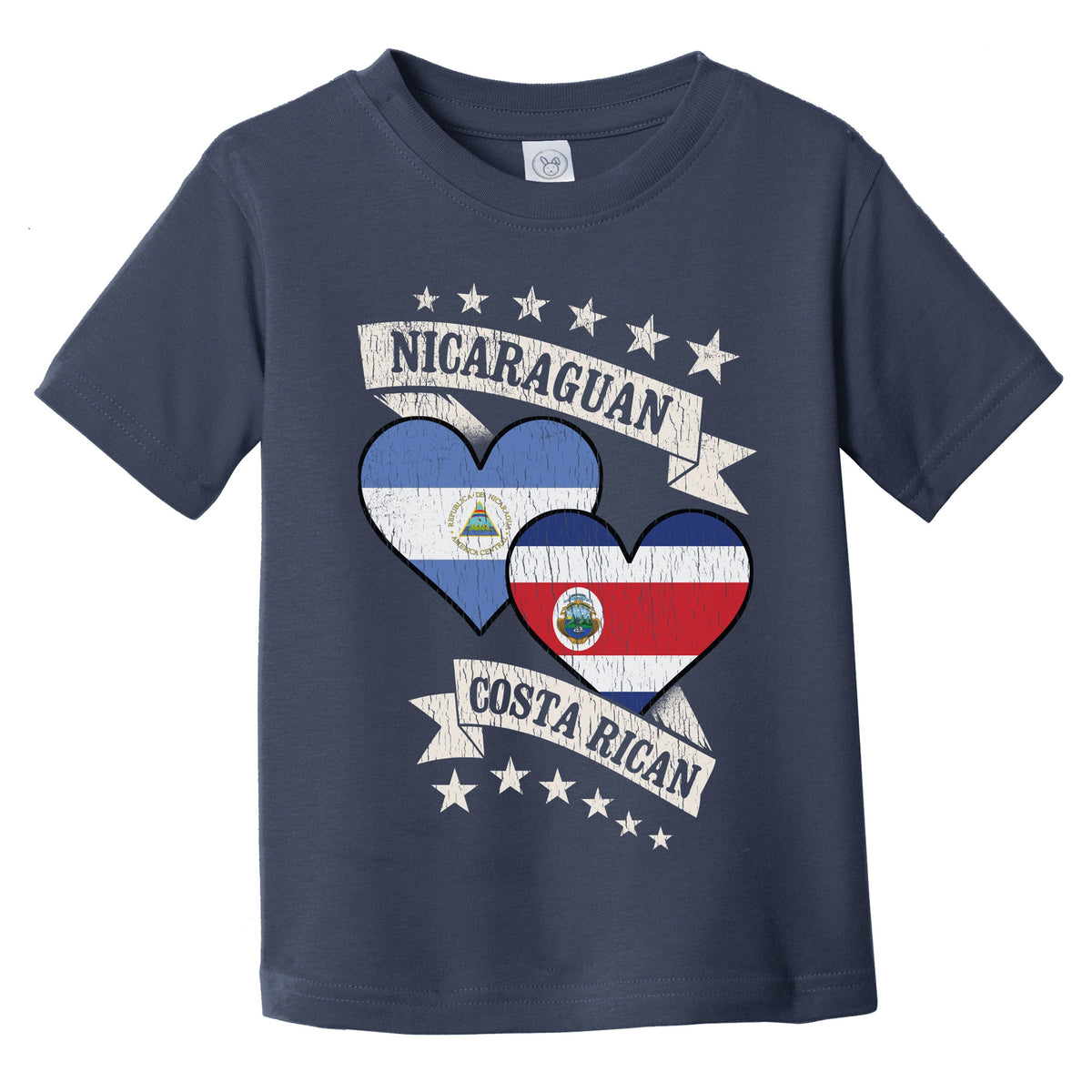 Nicaraguan Costa Rican Heart Flags Nicaragua Costa Rica Infant Toddler T-Shirt