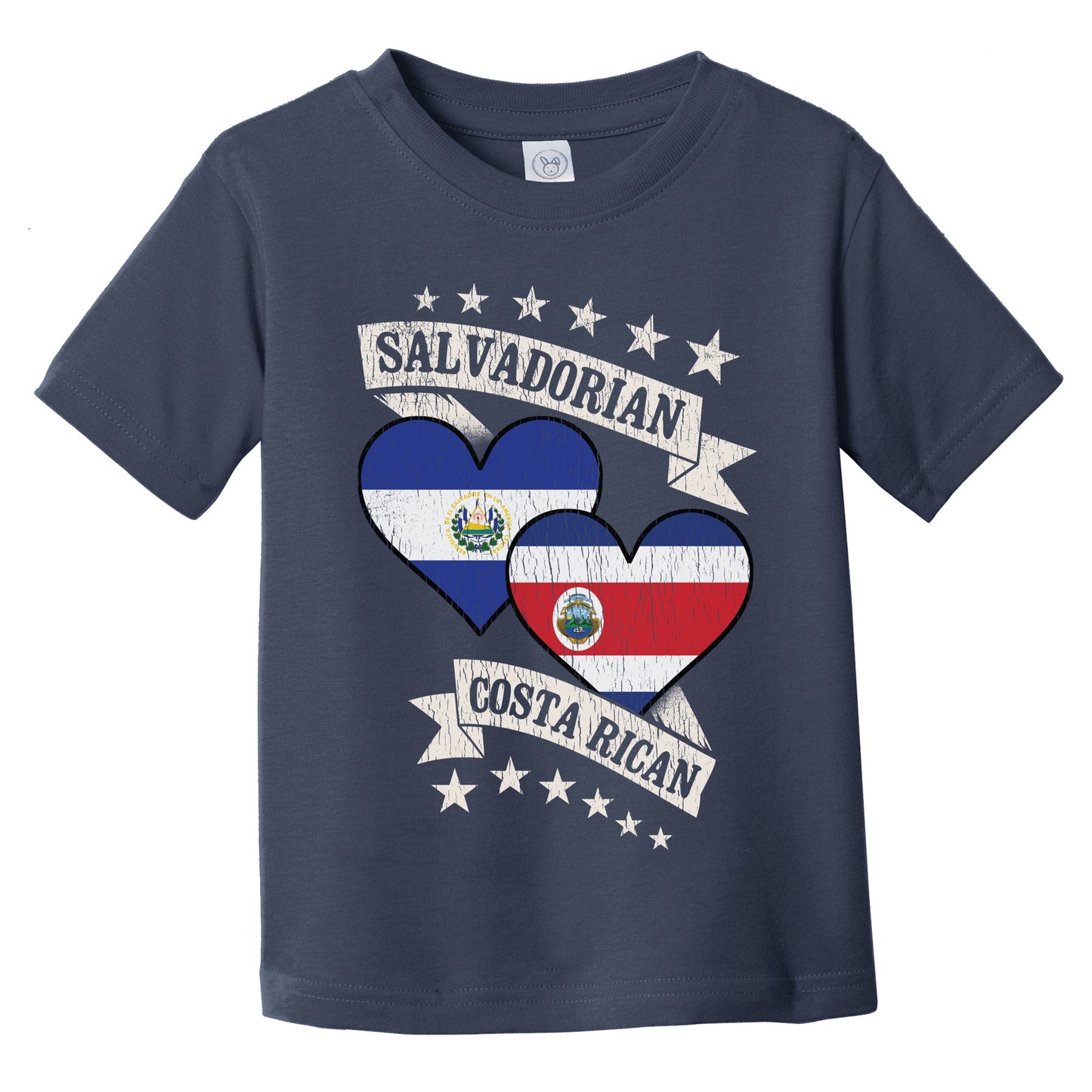 Salvadorian Costa Rican Heart Flags El Salvador Costa Rica Infant Toddler T-Shirt