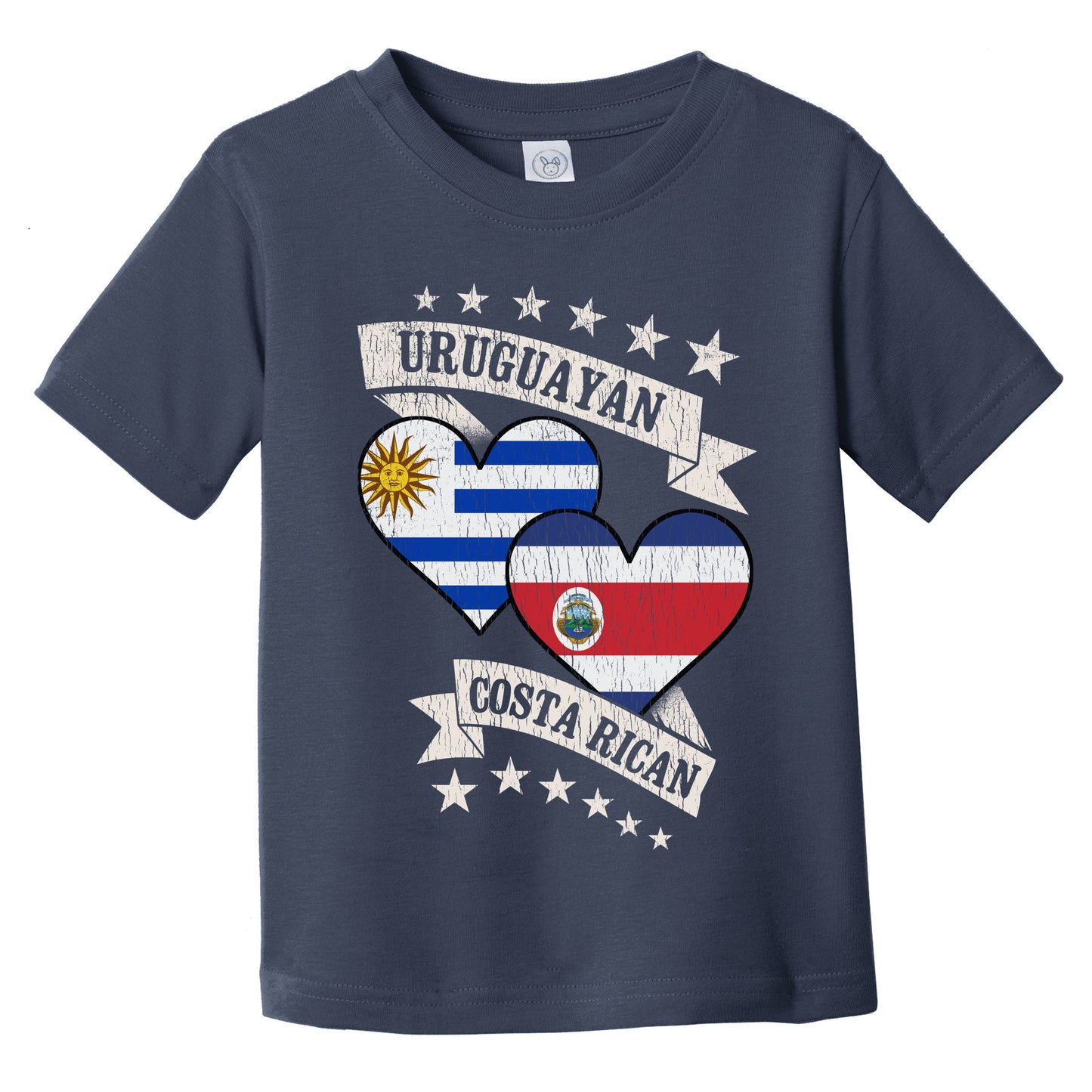 Uruguayan Costa Rican Heart Flags Uruguay Costa Rica Infant Toddler T-Shirt