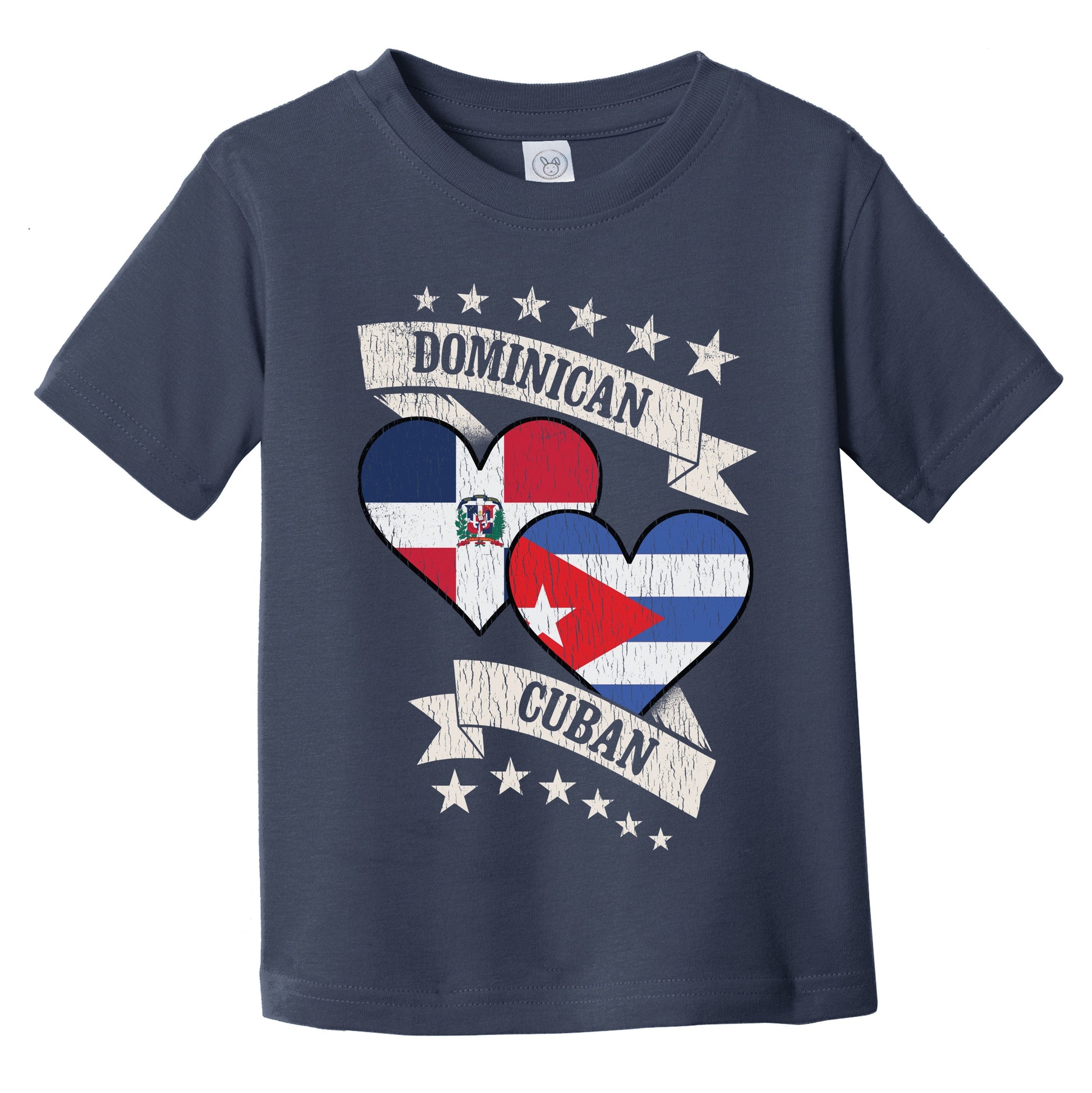 Dominican Cuban Heart Flags Dominican Republic Cuba Infant Toddler T-Shirt
