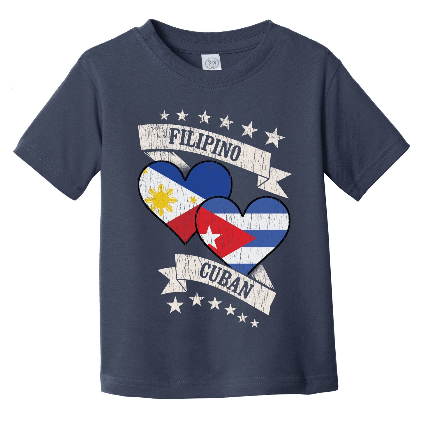 Filipino Cuban Heart Flags Philippines Cuba Infant Toddler T-Shirt