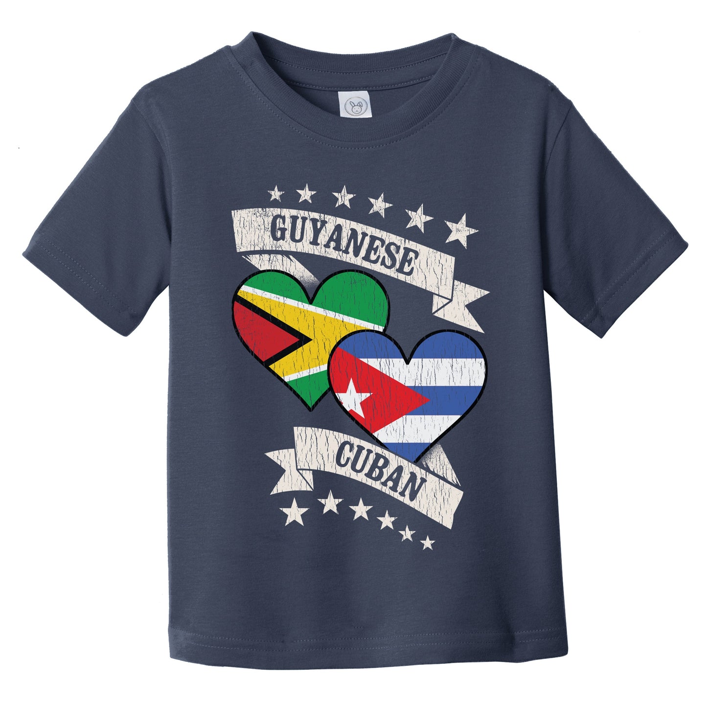 Guyanese Cuban Heart Flags Guyana Cuba Infant Toddler T-Shirt
