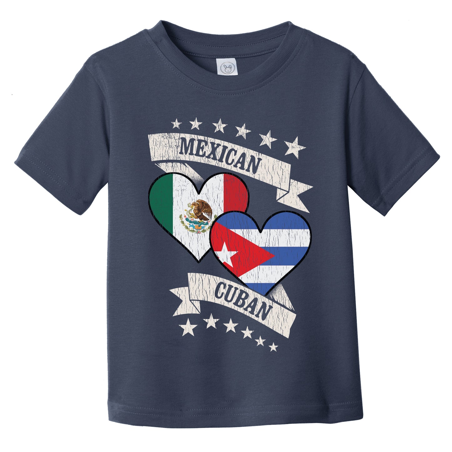Mexican Cuban Heart Flags Mexico Cuba Infant Toddler T-Shirt