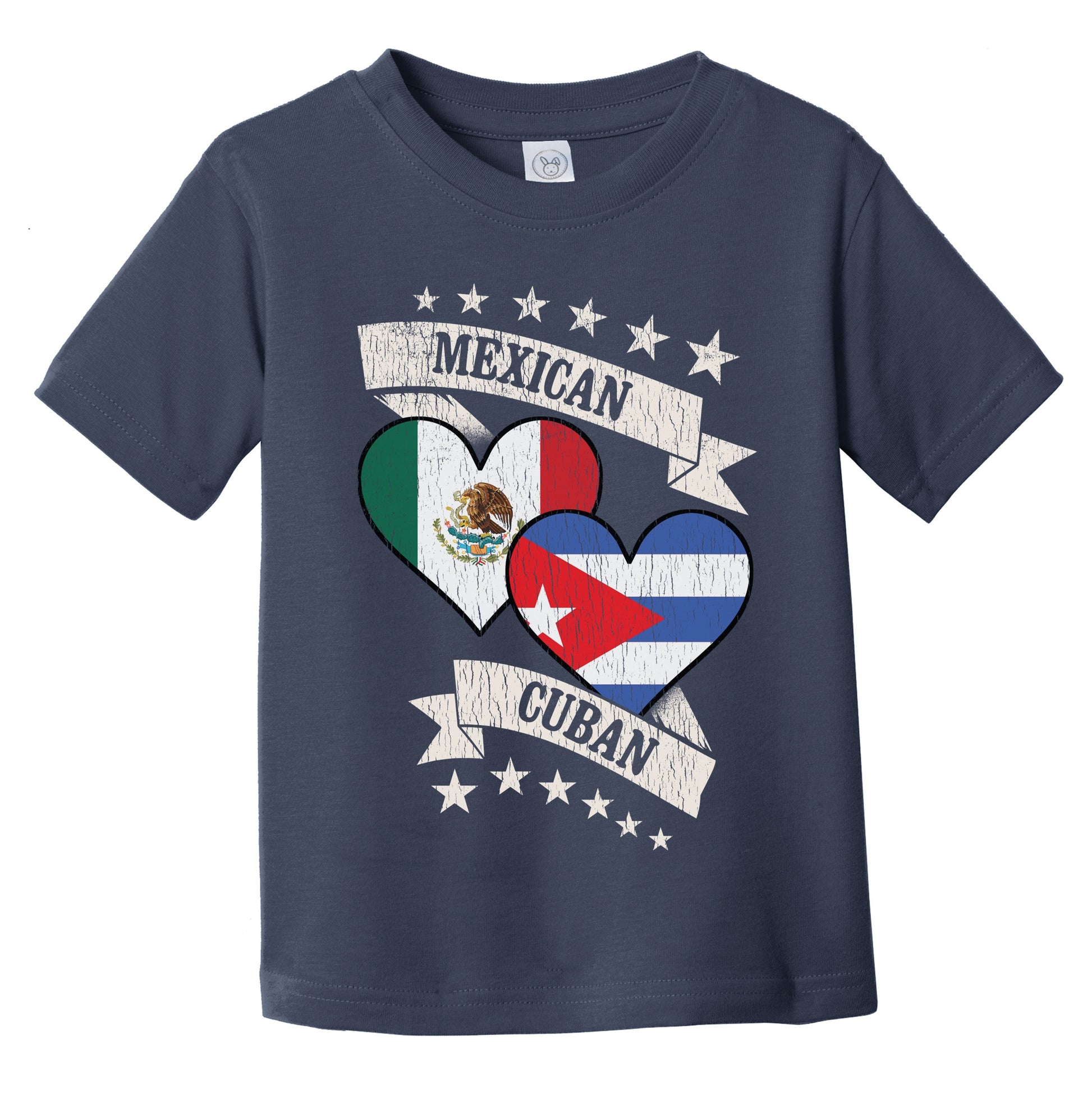 Mexican Cuban Heart Flags Mexico Cuba Infant Toddler T-Shirt