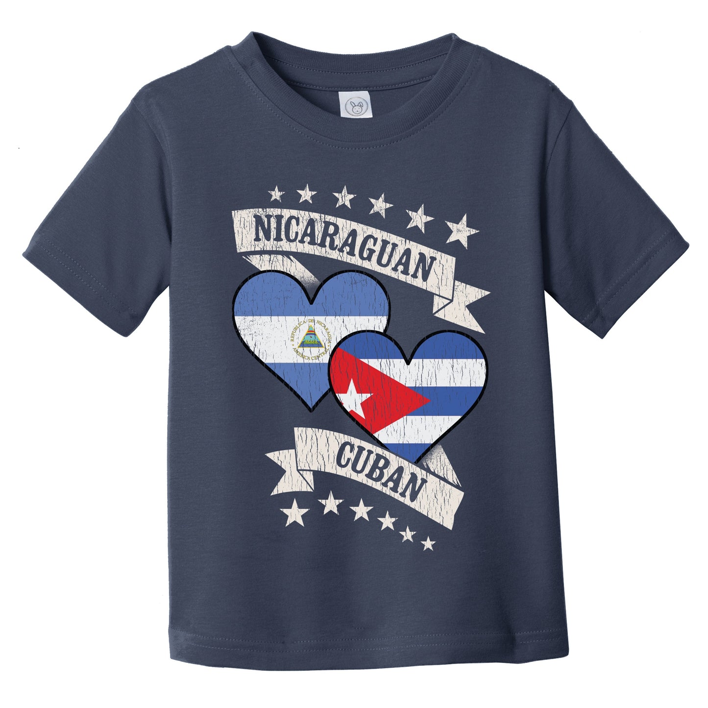 Nicaraguan Cuban Heart Flags Nicaragua Cuba Infant Toddler T-Shirt