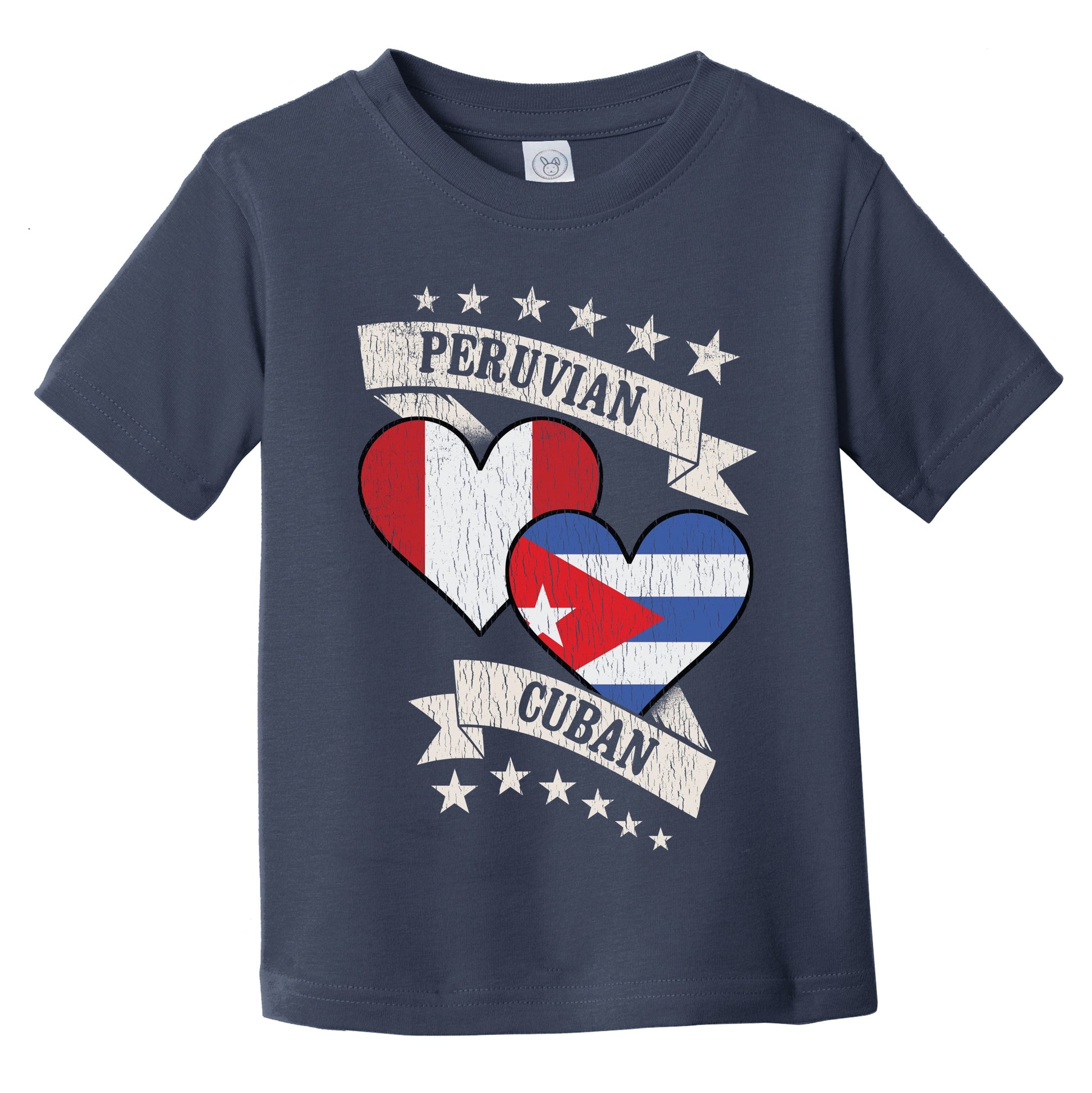Peruvian Cuban Heart Flags Peru Cuba Infant Toddler T-Shirt