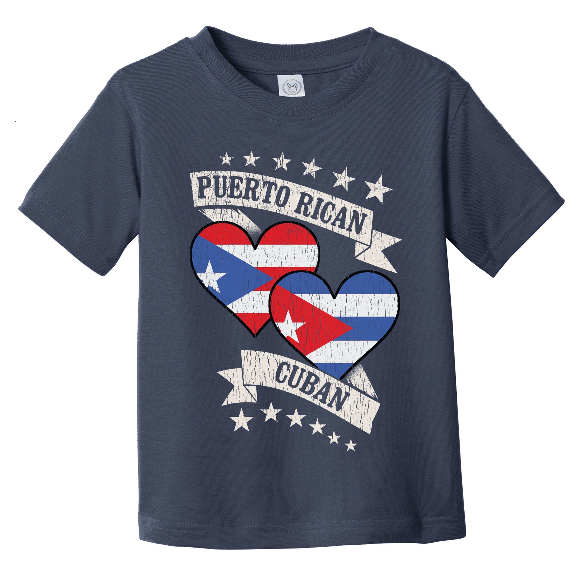 Puerto Rican Cuban Heart Flags Puerto Rico Cuba Infant Toddler T-Shirt