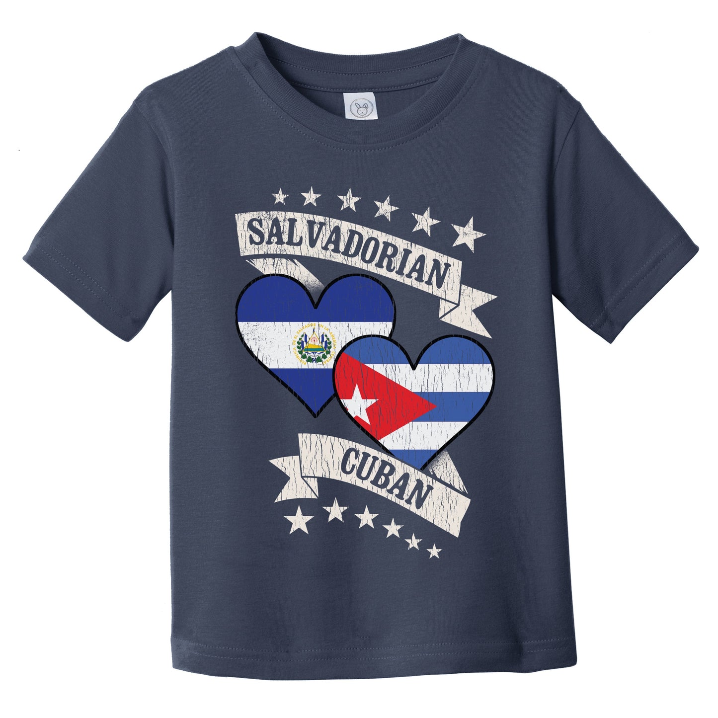 Salvadorian Cuban Heart Flags El Salvador Cuba Infant Toddler T-Shirt