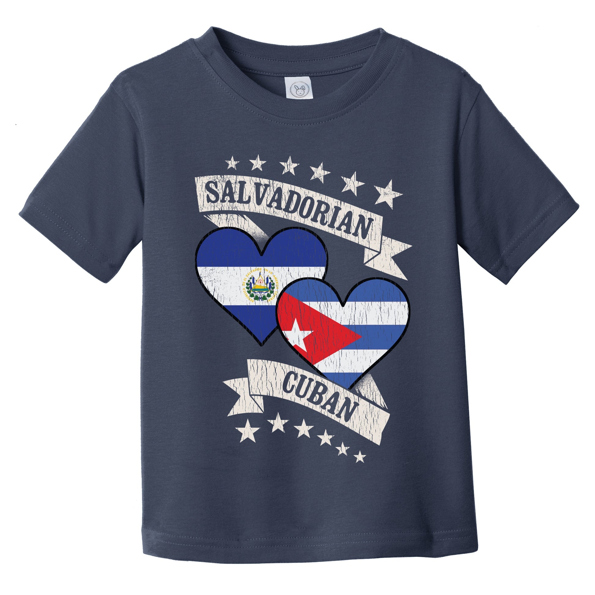 Salvadorian Cuban Heart Flags El Salvador Cuba Infant Toddler T-Shirt