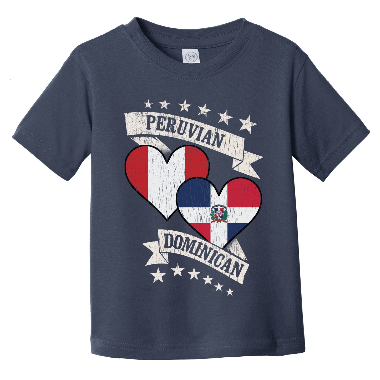 Peruvian Dominican Heart Flags Peru Dominican Republic Infant Toddler T-Shirt