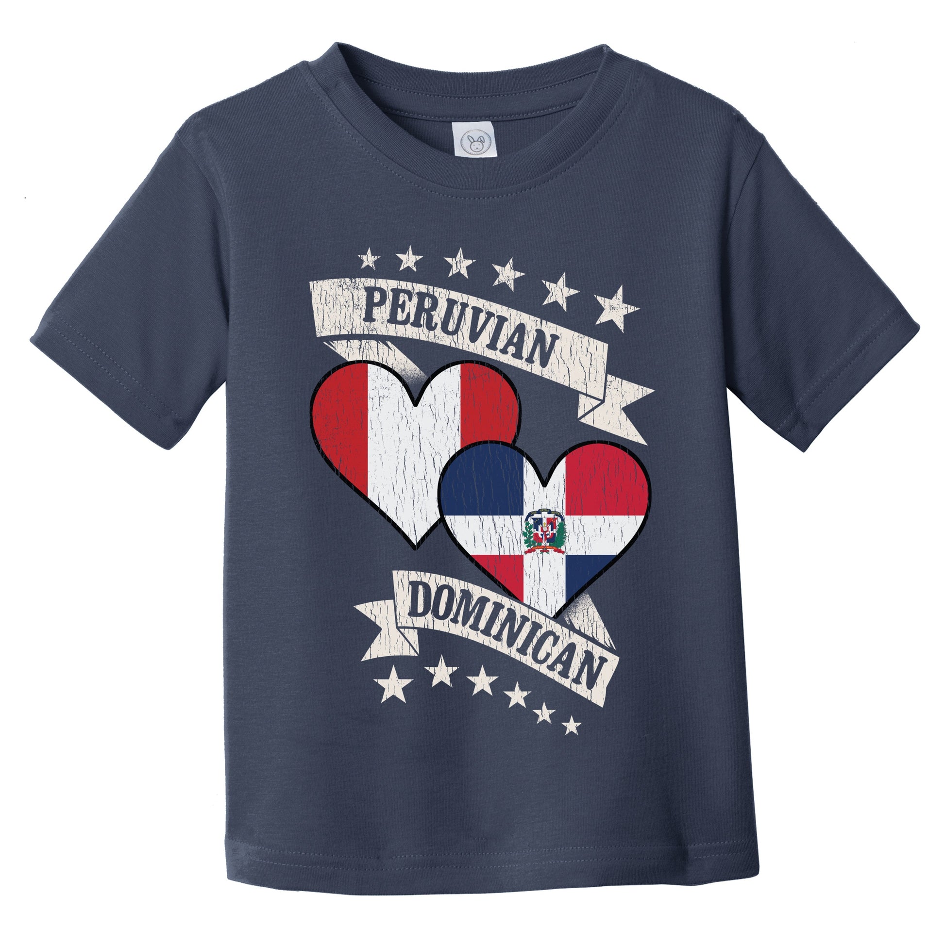 Peruvian Dominican Heart Flags Peru Dominican Republic Infant Toddler T-Shirt