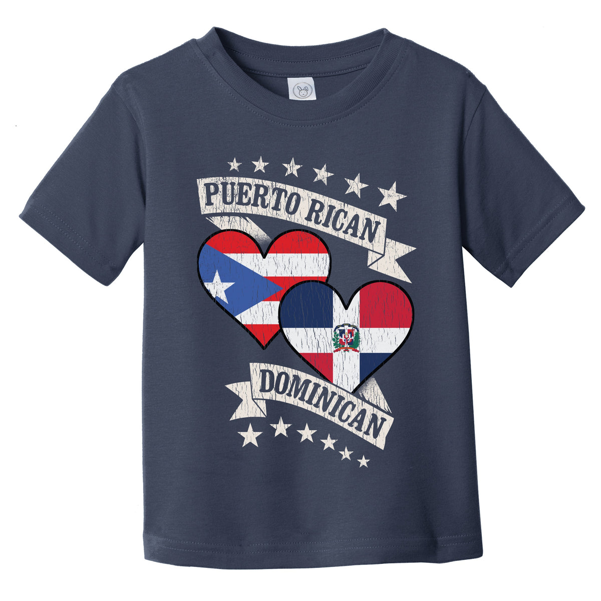 Puerto Rican Dominican Heart Flags Puerto Rico Dominican Republic Infant Toddler T-Shirt