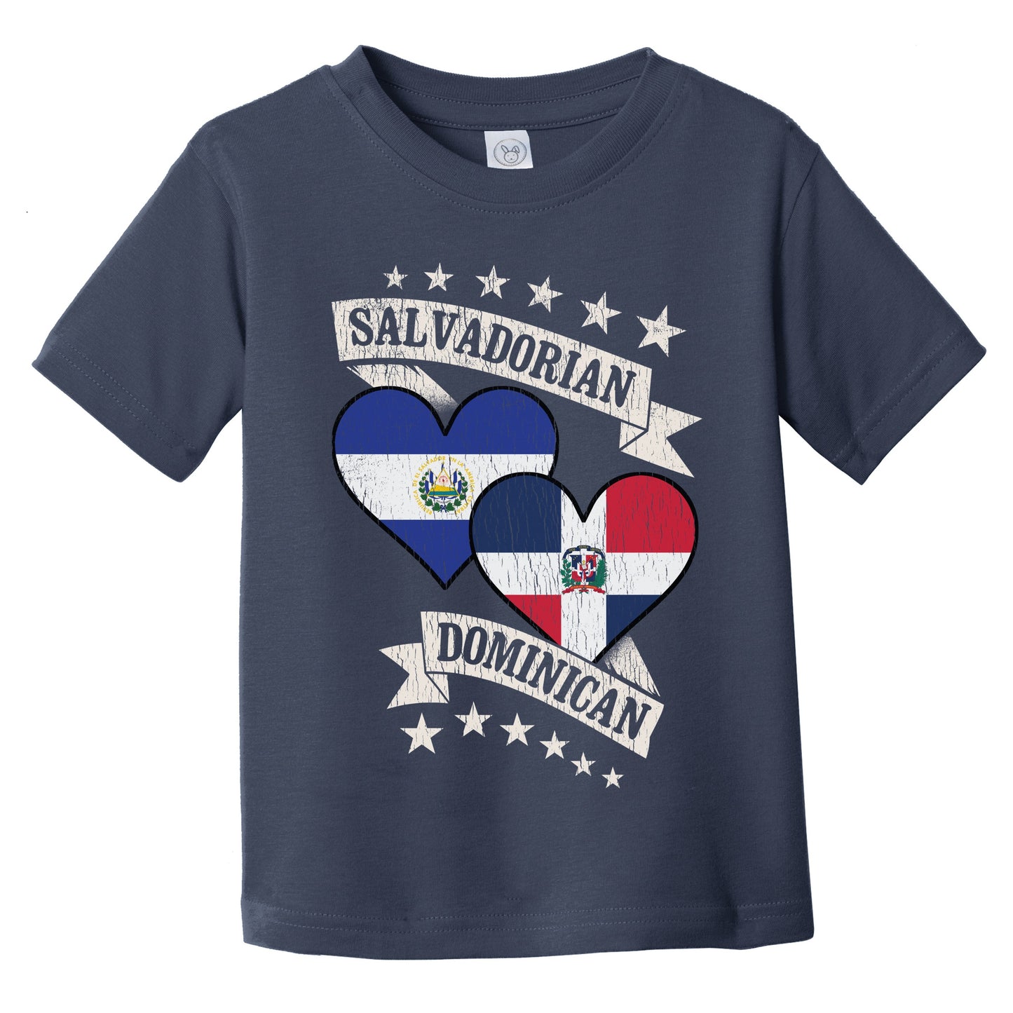 Salvadorian Dominican Heart Flags El Salvador Dominican Republic Infant Toddler T-Shirt