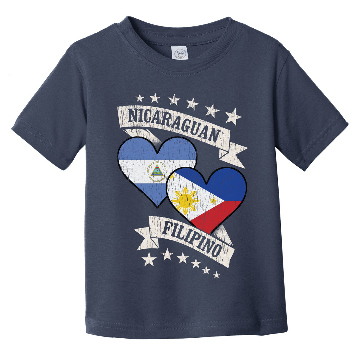Nicaraguan Filipino Heart Flags Nicaragua Philippines Infant Toddler T-Shirt