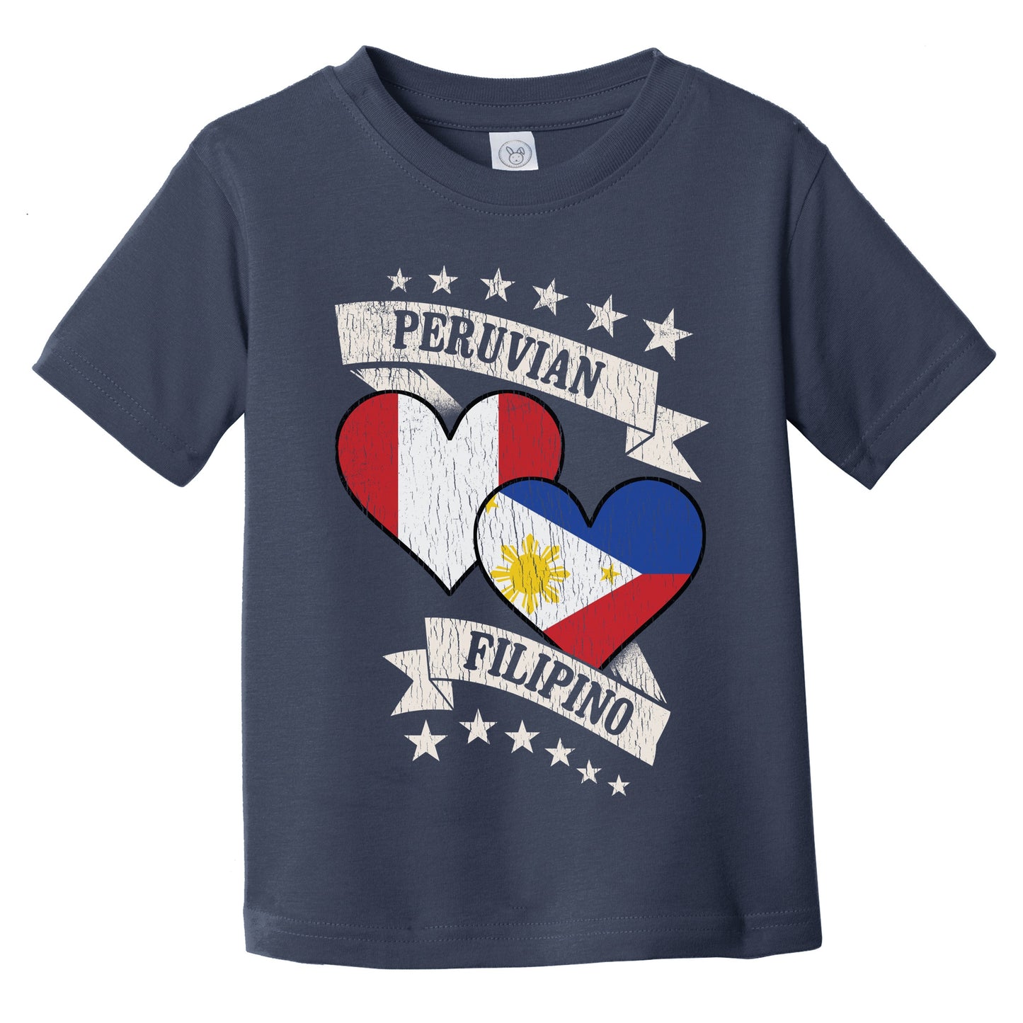 Peruvian Filipino Heart Flags Peru Philippines Infant Toddler T-Shirt