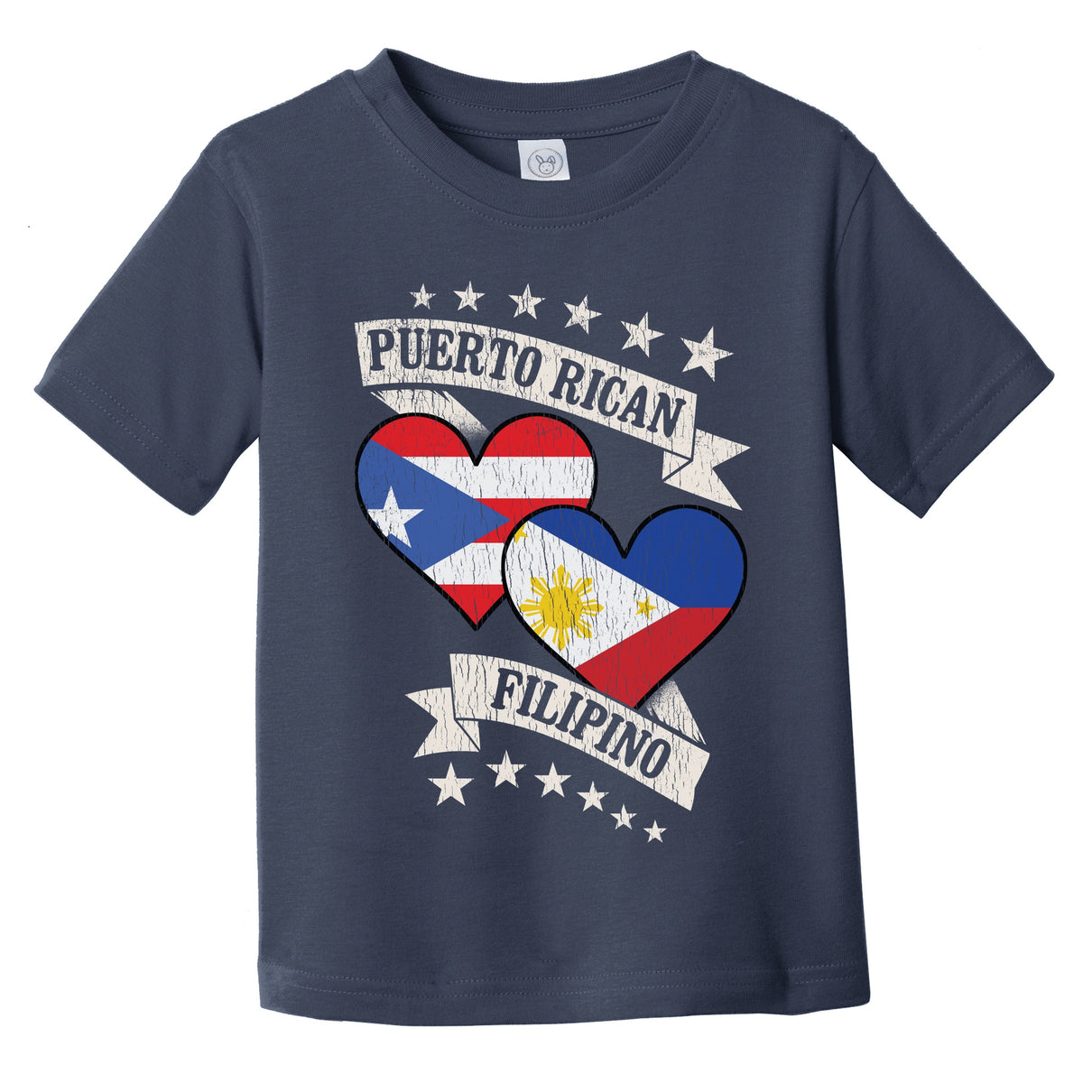 Puerto Rican Filipino Heart Flags Puerto Rico Philippines Infant Toddler T-Shirt