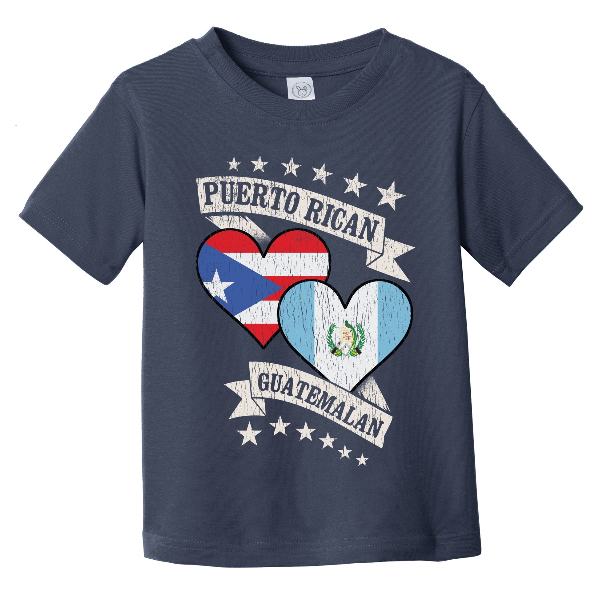 Puerto Rican Guatemalan Heart Flags Puerto Rico Guatemala Infant Toddler T-Shirt