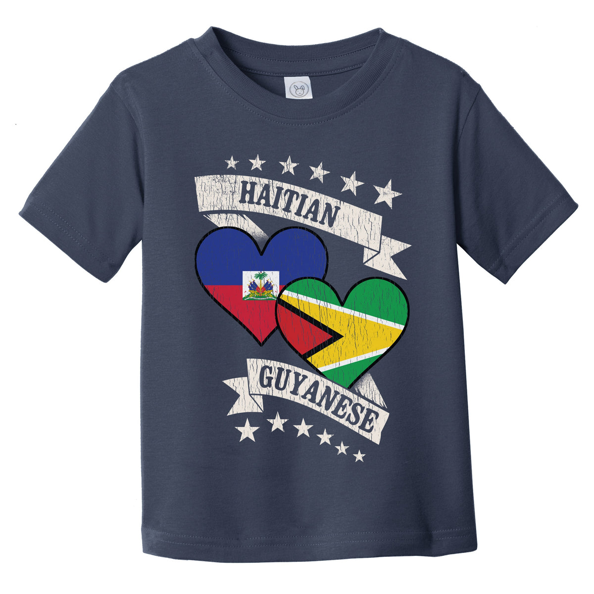 Haitian Guyanese Heart Flags Haiti Guyana Infant Toddler T-Shirt