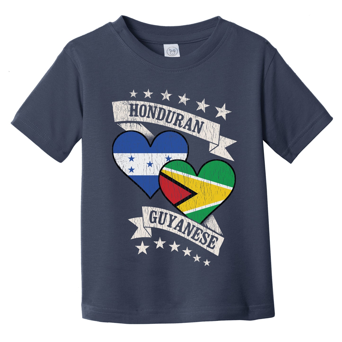Honduran Guyanese Heart Flags Honduras Guyana Infant Toddler T-Shirt