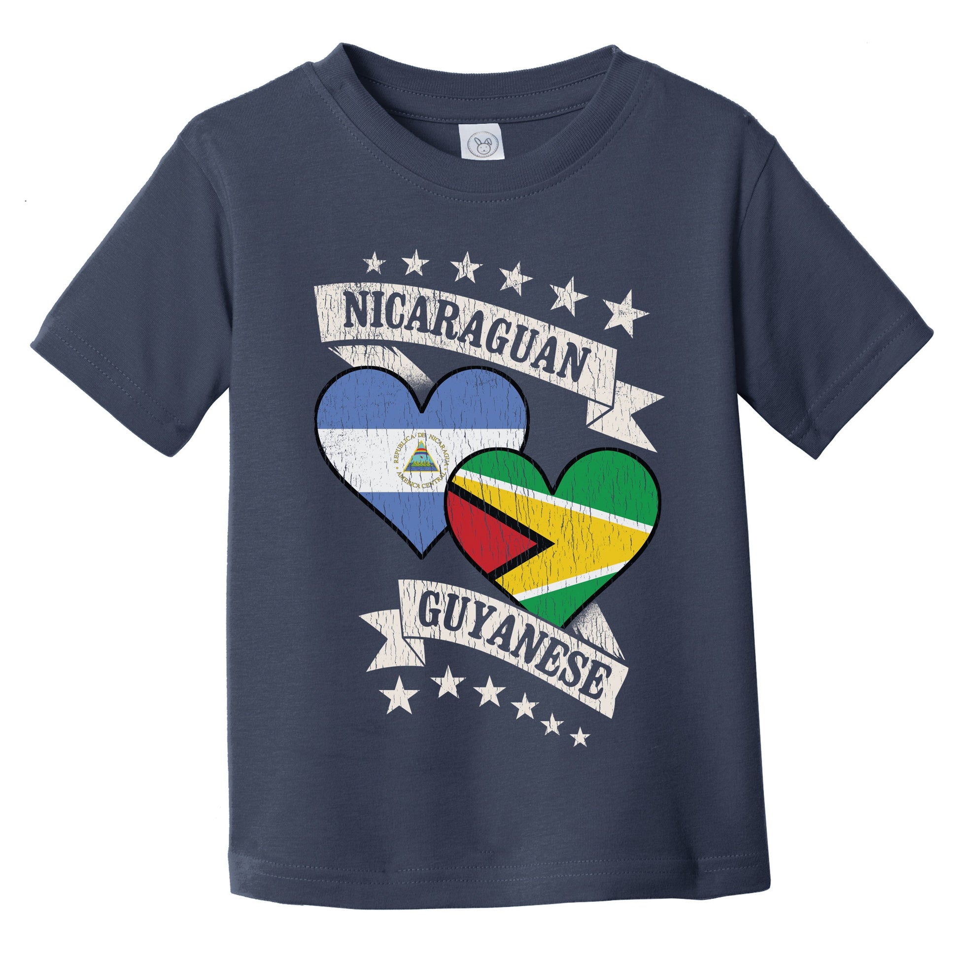 Nicaraguan Guyanese Heart Flags Nicaragua Guyana Infant Toddler T-Shirt