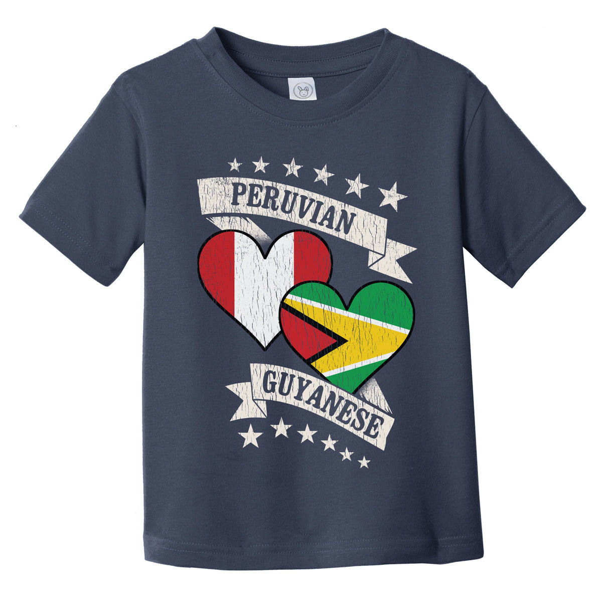 Peruvian Guyanese Heart Flags Peru Guyana Infant Toddler T-Shirt
