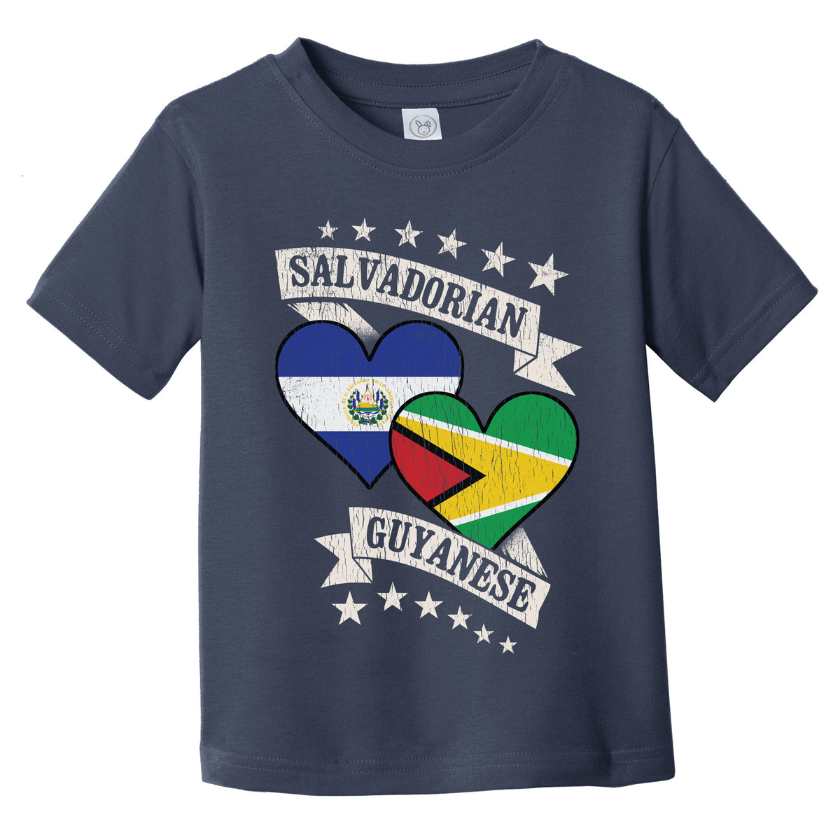 Salvadorian Guyanese Heart Flags El Salvador Guyana Infant Toddler T-Shirt