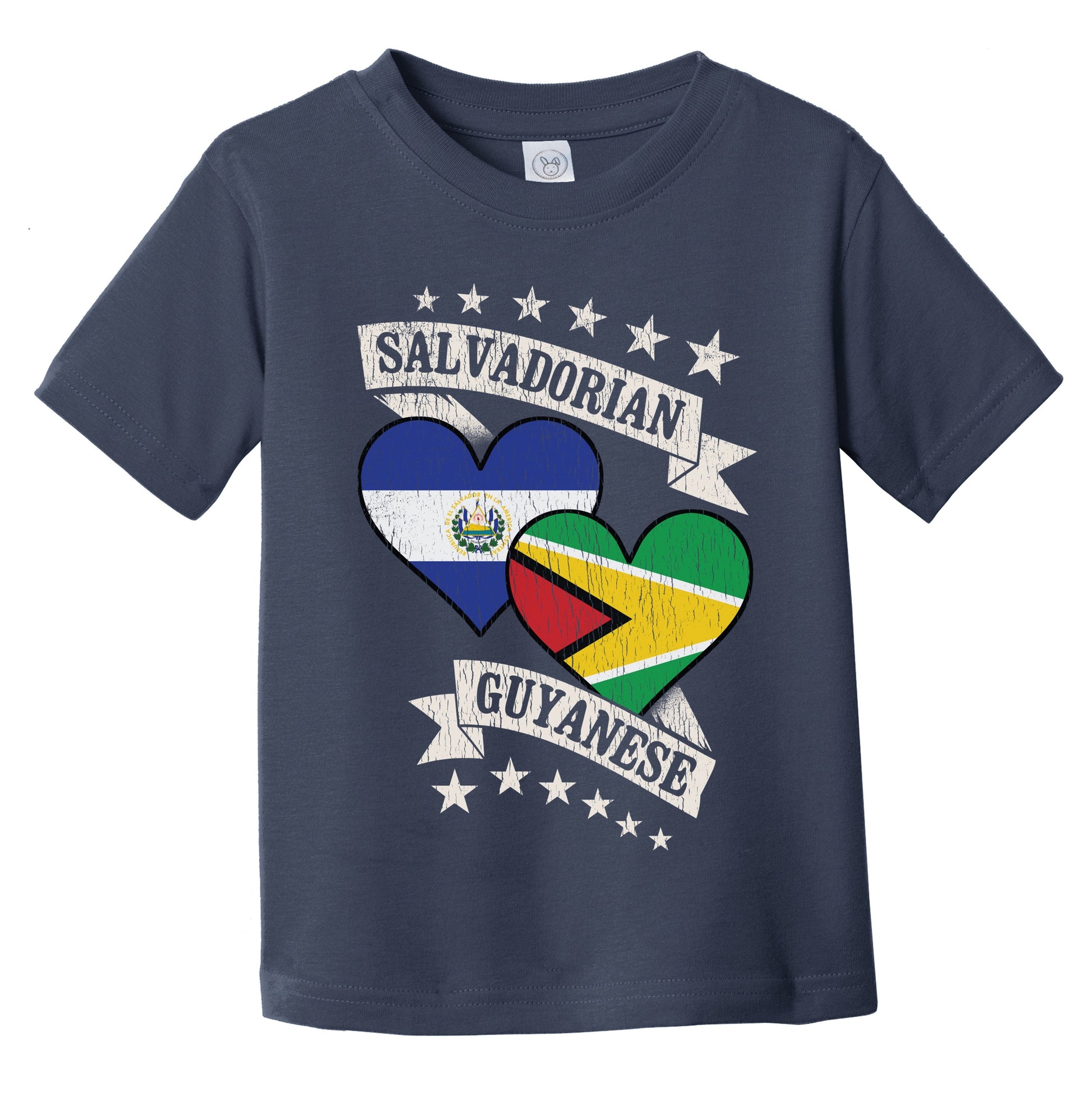 Salvadorian Guyanese Heart Flags El Salvador Guyana Infant Toddler T-Shirt