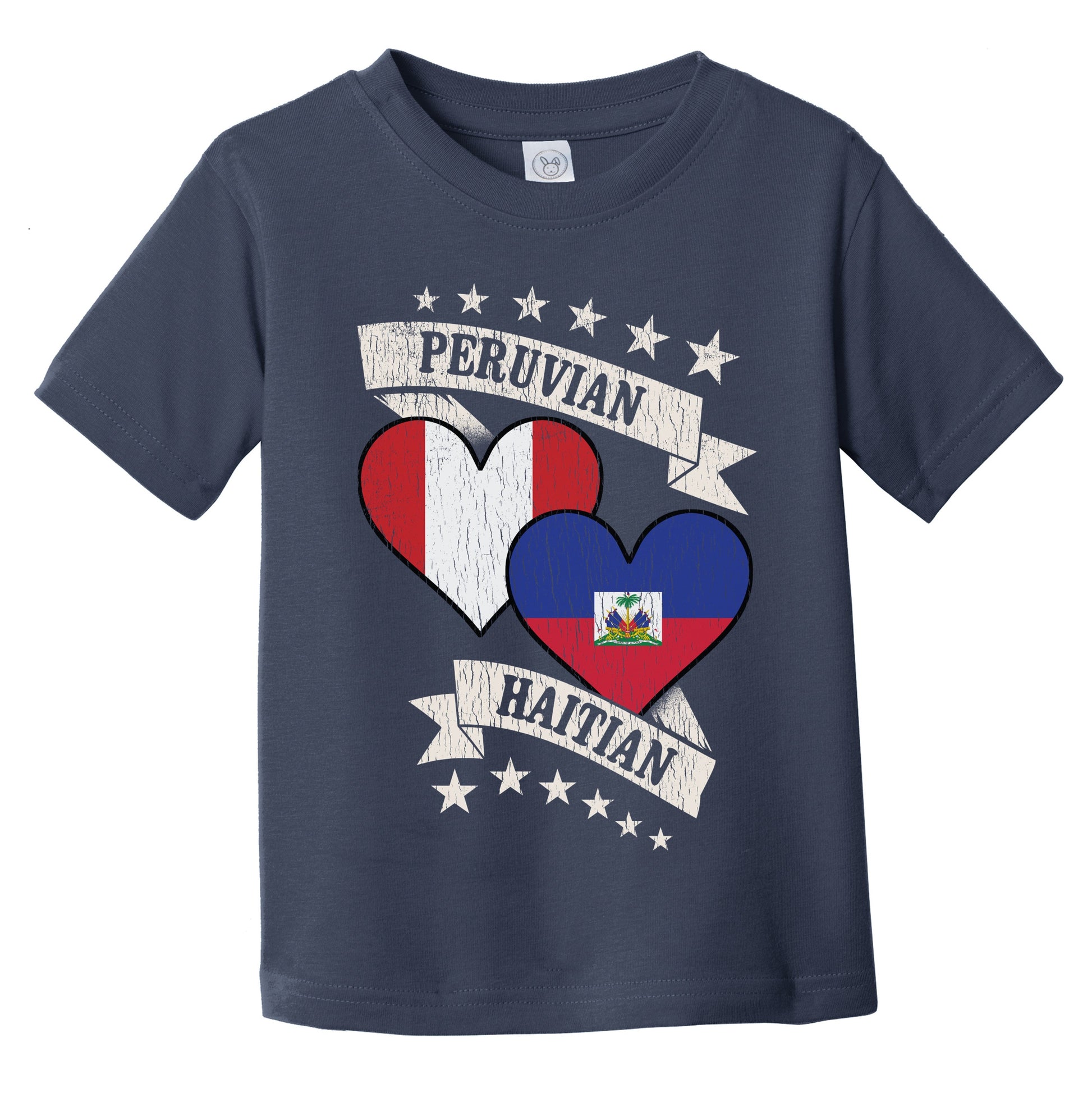 Peruvian Haitian Heart Flags Peru Haiti Infant Toddler T-Shirt