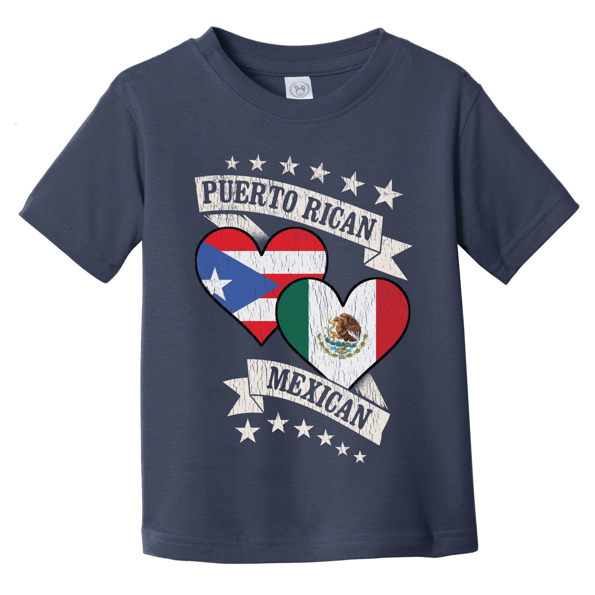 Puerto Rican Mexican Heart Flags Puerto Rico Mexico Infant Toddler T-Shirt