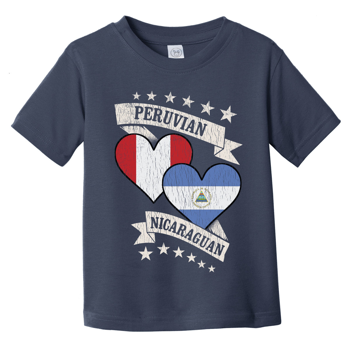 Peruvian Nicaraguan Heart Flags Peru Nicaragua Infant Toddler T-Shirt