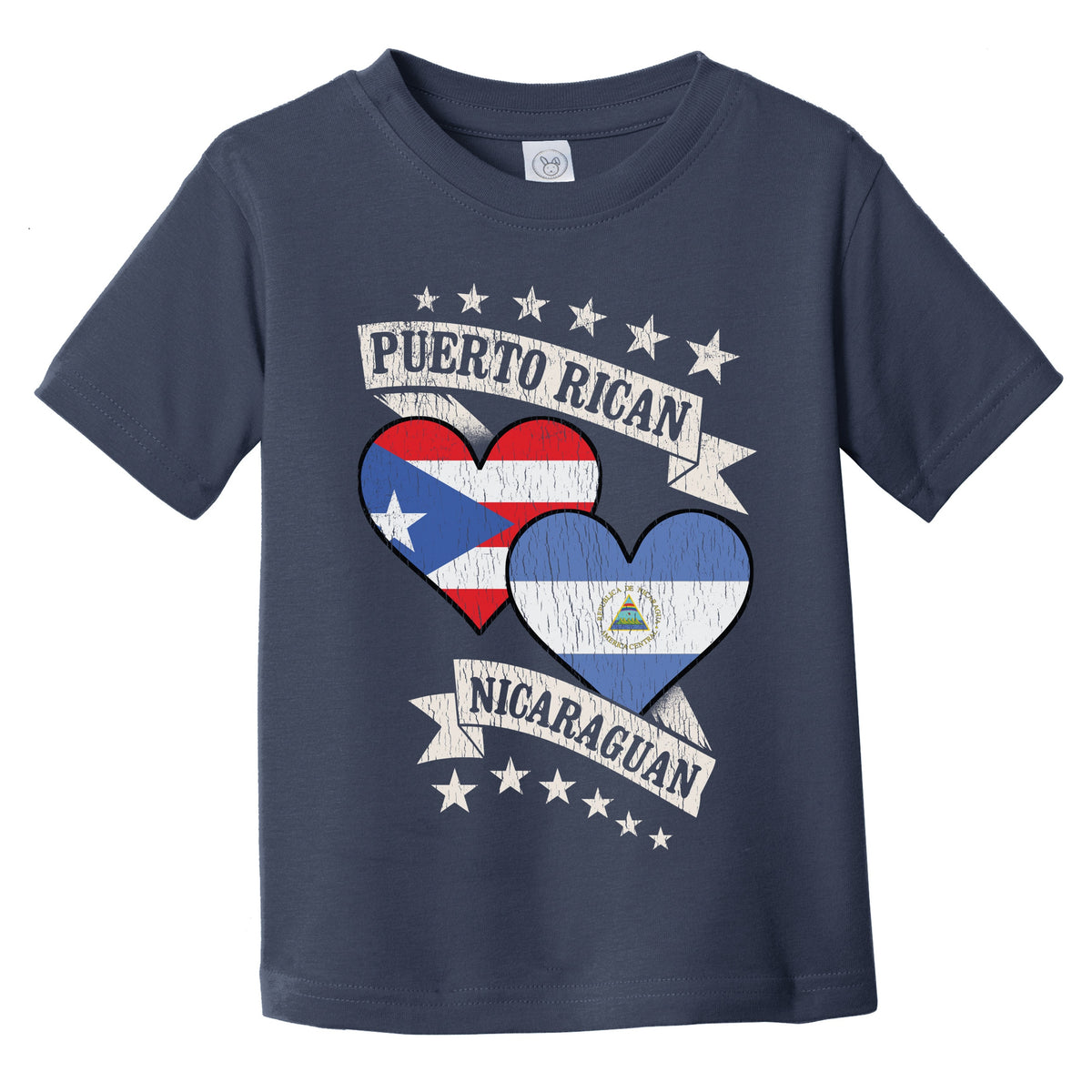 Puerto Rican Nicaraguan Heart Flags Puerto Rico Nicaragua Infant Toddler T-Shirt