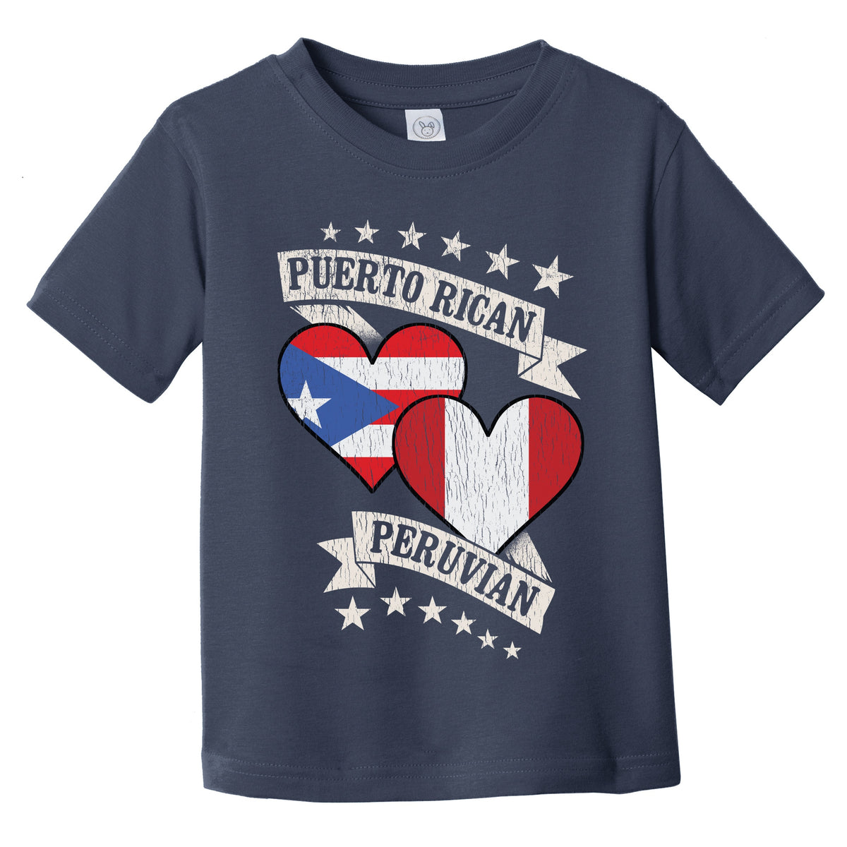 Puerto Rican Peruvian Heart Flags Puerto Rico Peru Infant Toddler T-Shirt