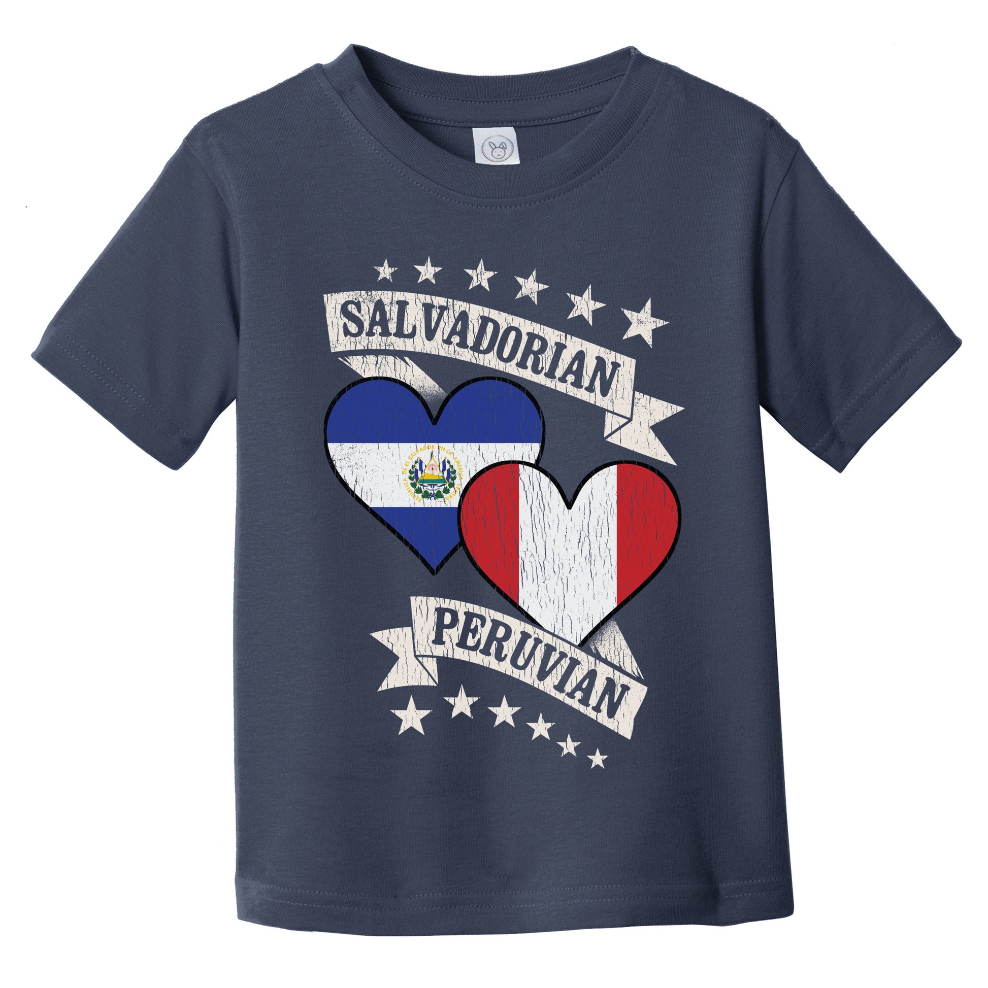Salvadorian Peruvian Heart Flags El Salvador Peru Infant Toddler T-Shirt