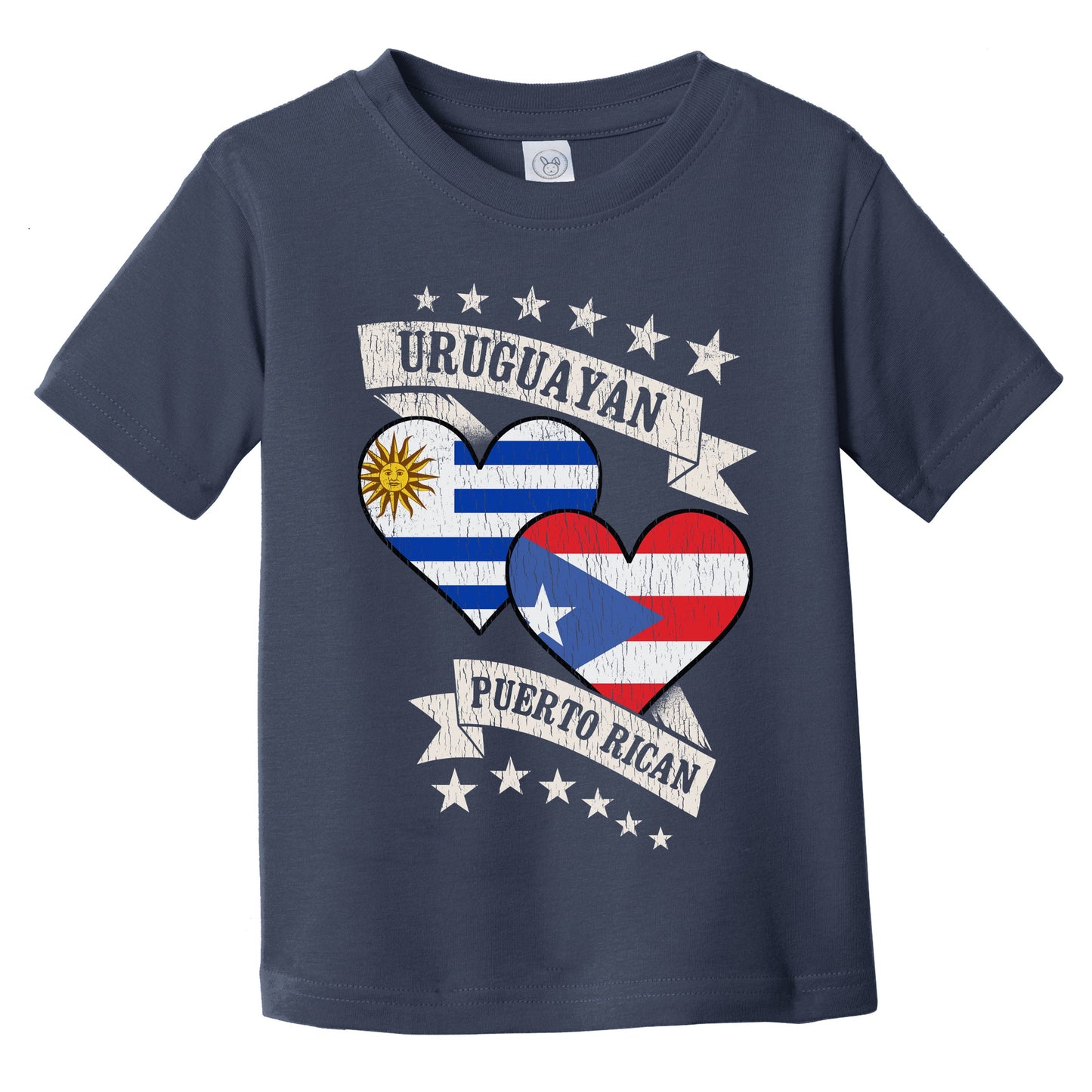 Uruguayan Puerto Rican Heart Flags Uruguay Puerto Rico Infant Toddler T-Shirt