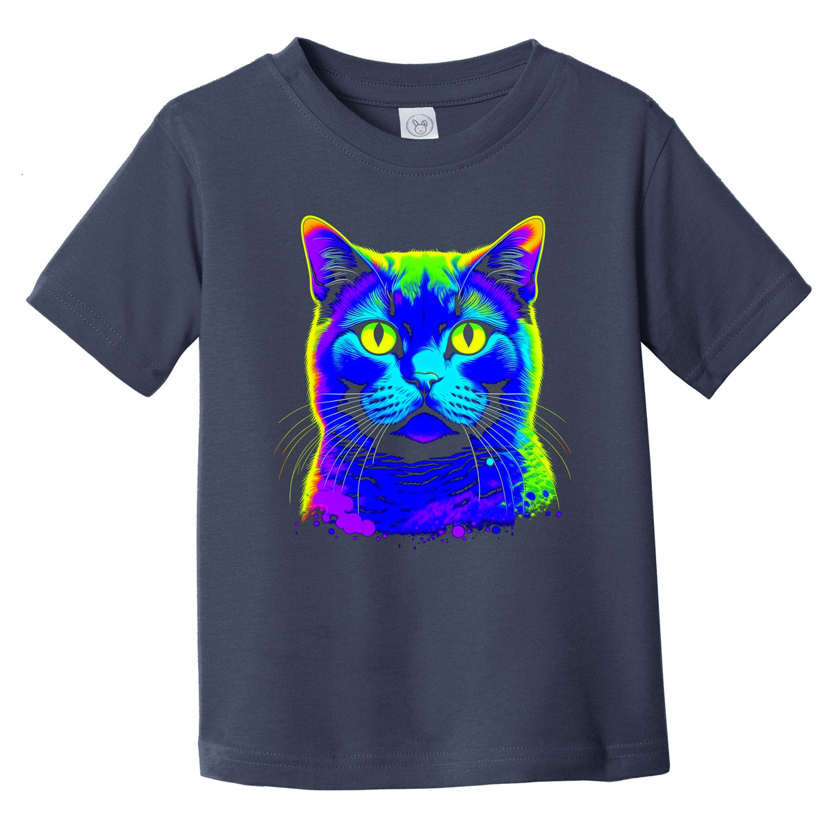 Colorful Bright British Shorthair Cat Psychedelic Cat Art Infant Toddler T-Shirt