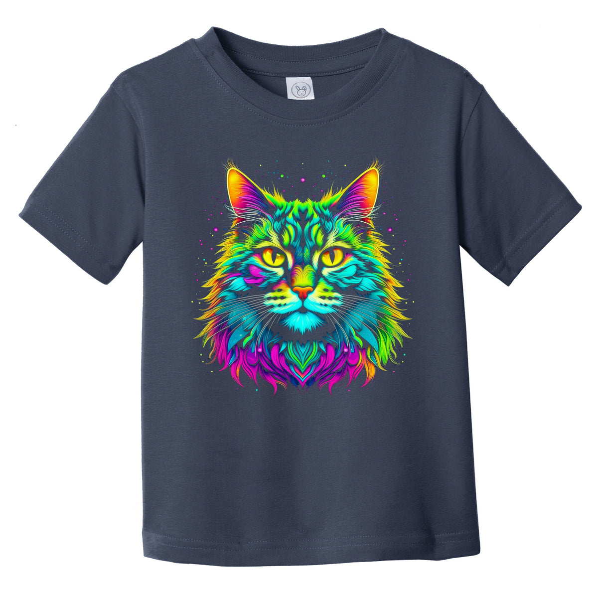 Colorful Bright Maine Coon Cat Vibrant Psychedelic Cat Art Infant Toddler T-Shirt