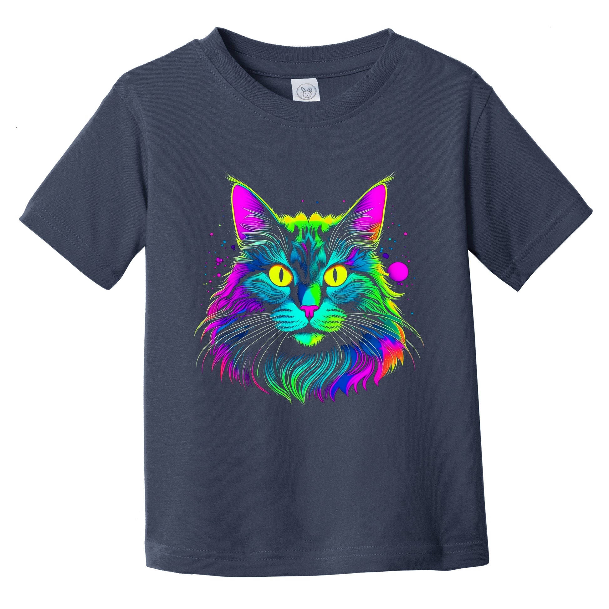 Colorful Bright Norwegian Forest Cat Vibrant Psychedelic Art Infant Toddler T-Shirt