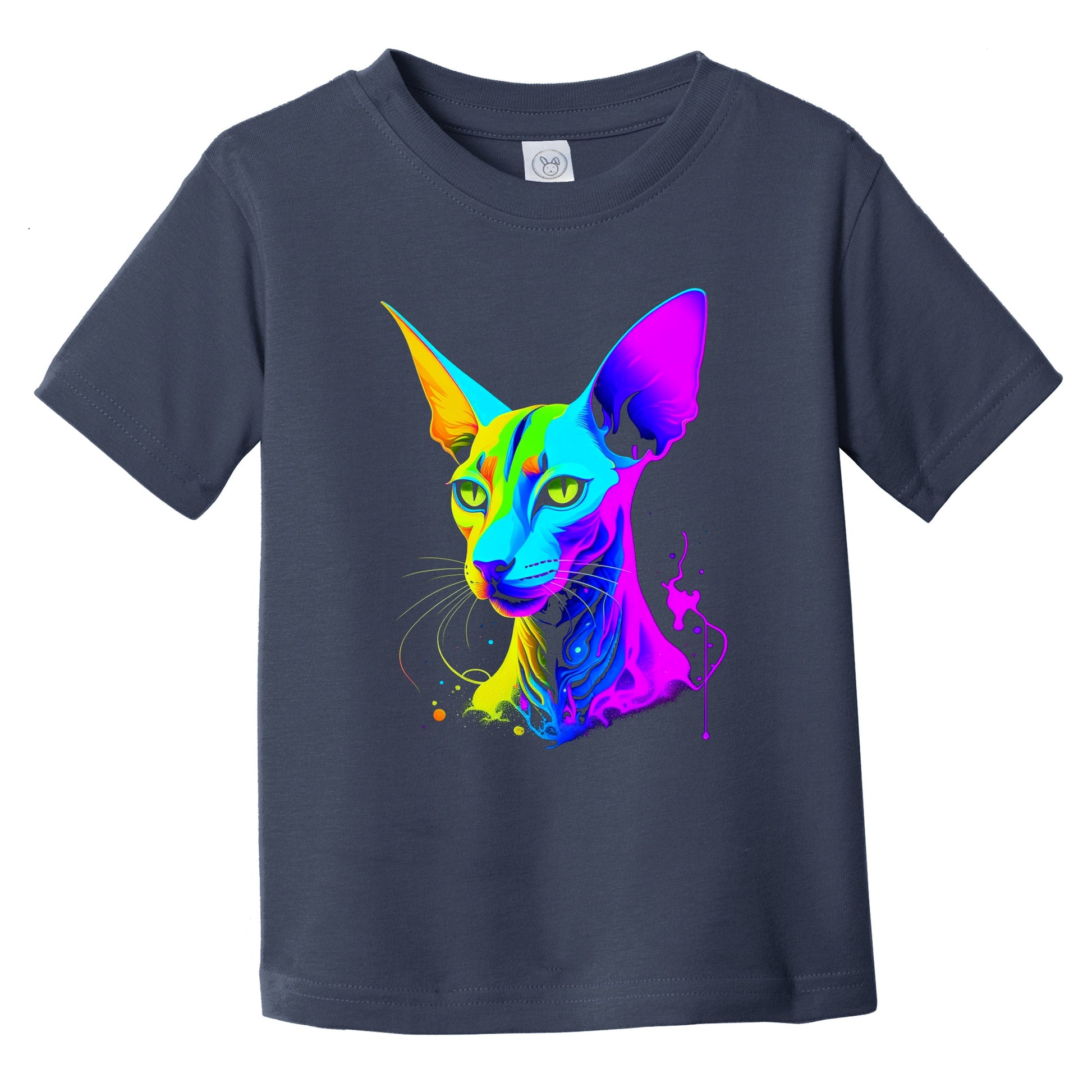 Colorful Bright Oriental Shorthair Cat Psychedelic Cat Art Infant Toddler T-Shirt