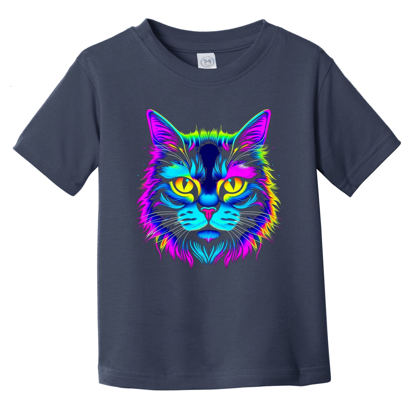 Colorful Bright Siberian Cat Vibrant Psychedelic Cat Art Infant Toddler T-Shirt