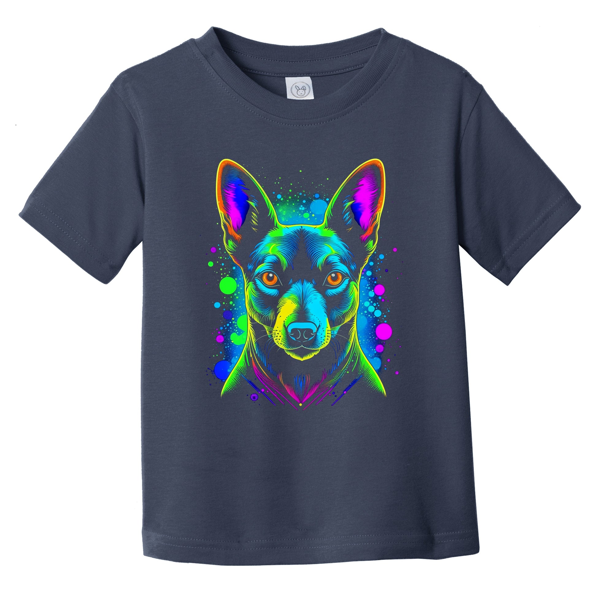 Colorful Bright Basenji Vibrant Psychedelic Dog Art Infant Toddler T-Shirt