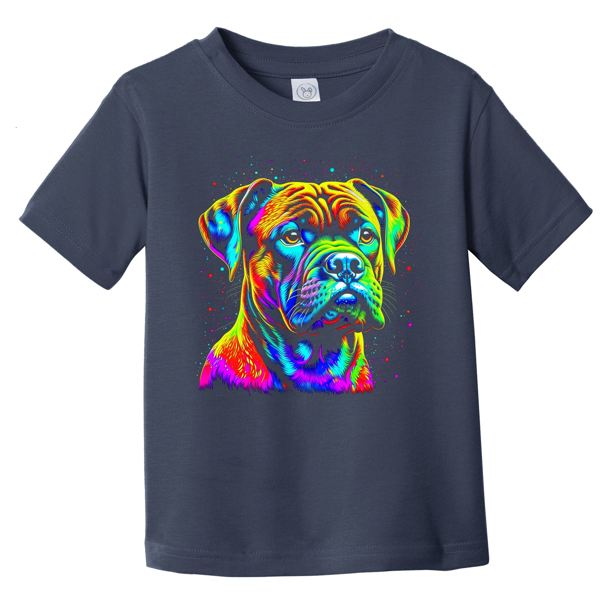 Colorful Bright Boxer Vibrant Psychedelic Dog Art Infant Toddler T-Shirt